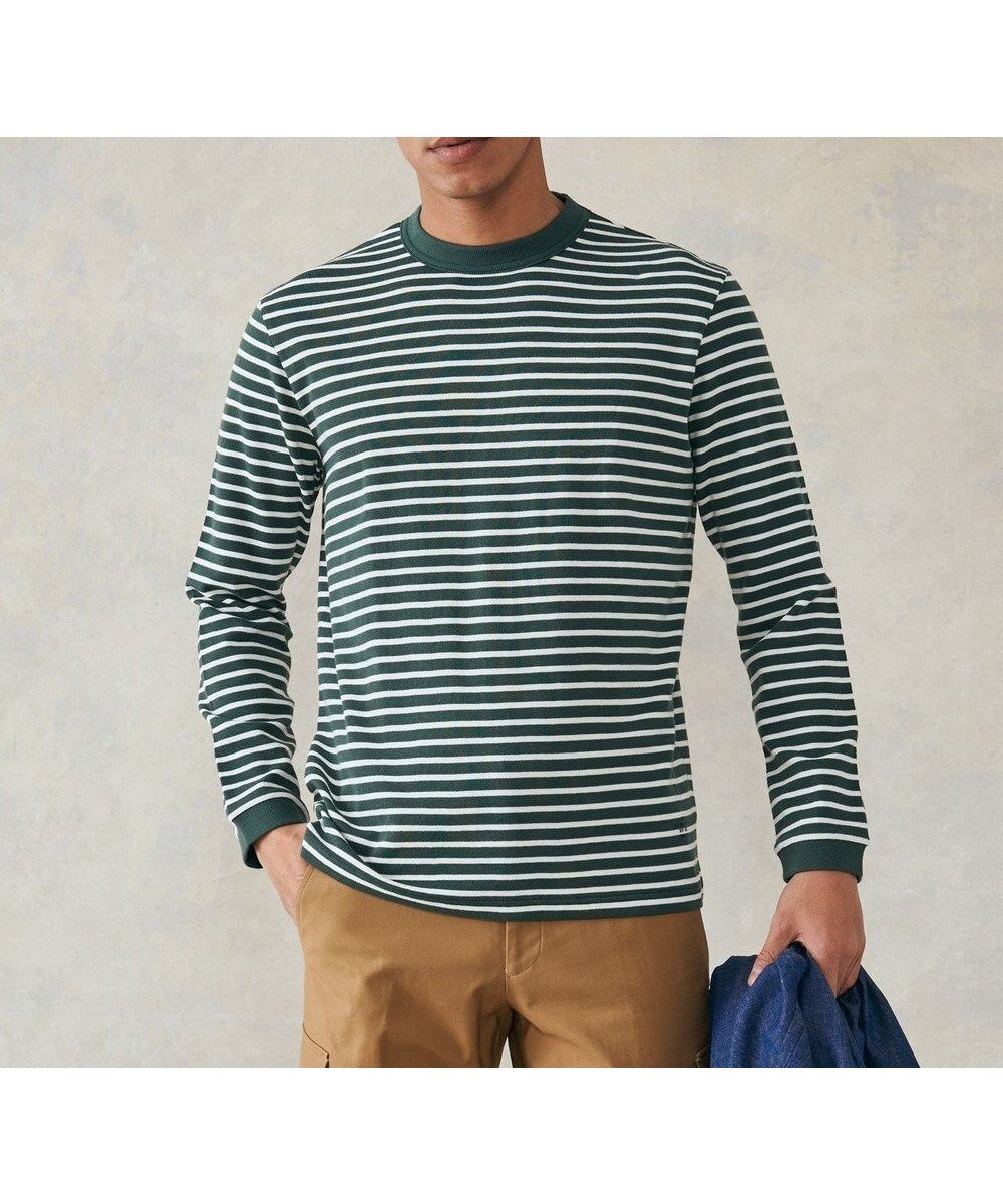 【ジェイ プレス/J.PRESS / MEN】のワッフルボーダー ロングTシャツ インテリア・キッズ・メンズ・レディースファッション・服の通販 founy(ファニー) 　ファッション　Fashion　メンズファッション　Fashion for Men　トップス・カットソー　Cut & Sew Tops　メンズシャツ　Shirts　ロングTシャツ・Tシャツ / 着回し力抜群　Longline T-Shirts & Tees　インナー　Innerwear　春　Spring　カットソー　Cut and Sewn Top　カーディガン　Cardigan, Knitwear　シンプル　Simple, Minimal　ジャケット　Jacket, Outerwear　フィット　Fit, Slim Fit　フラット　Flat, Flat Shoes　ボーダー　Border, Stripe　レギュラー　Regular, Standard Fit　ロング　Long, Long-Length　ワッフル　Waffle, Waffle Knit　S/S・春夏　SS, Spring/Summer, Warm Season　夏　Summer　グリーン系1|ID: prp329100004811993 ipo3291000000034931280