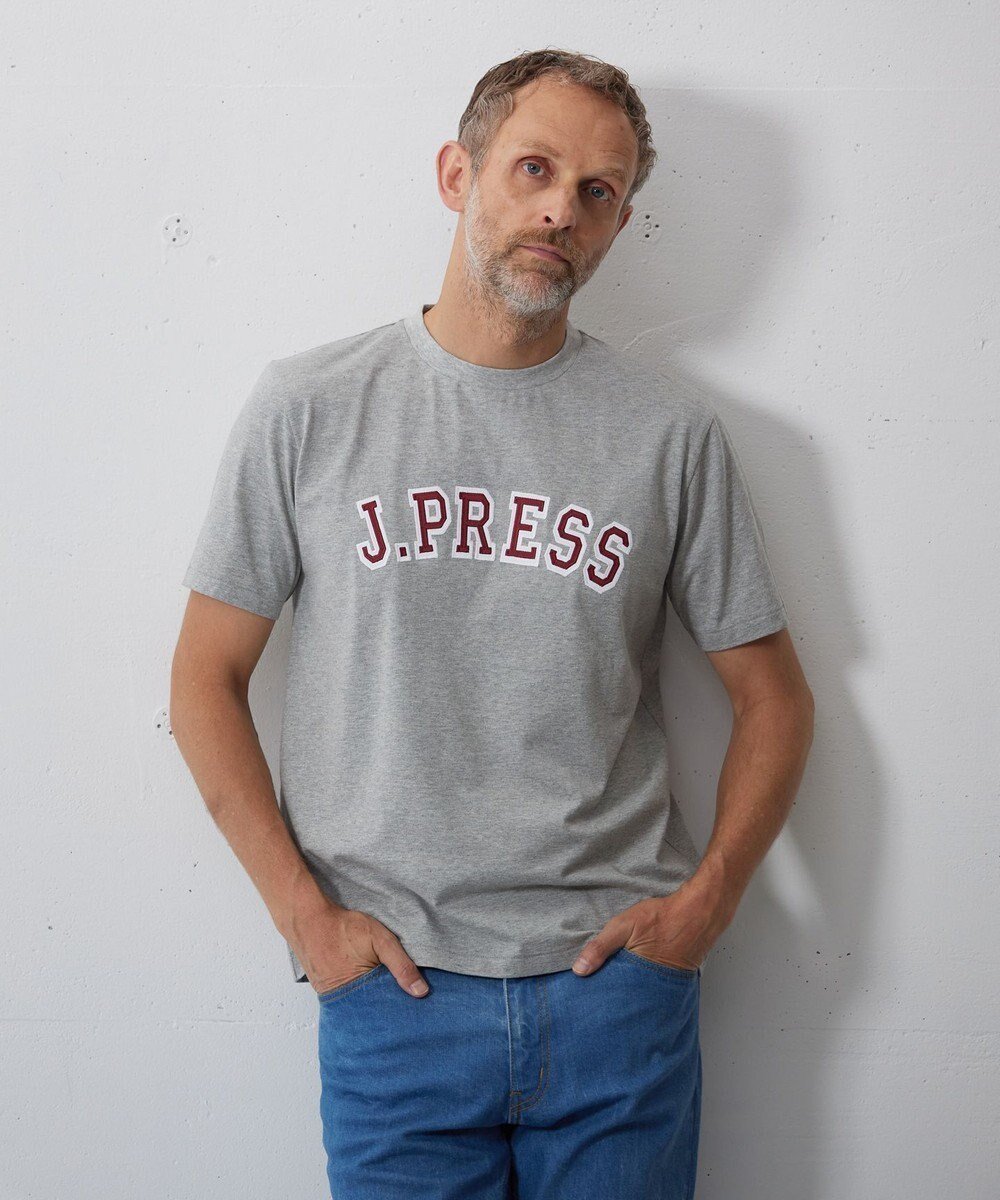 【ジェイ プレス/J.PRESS / MEN】のアーチロゴ Tシャツ インテリア・キッズ・メンズ・レディースファッション・服の通販 founy(ファニー) 　ファッション　Fashion　メンズファッション　Fashion for Men　トップス・カットソー　Cut & Sew Tops　メンズシャツ　Shirts　ヴィンテージ　Vintage Style　春　Spring　カットソー　Cut and Sewn Top　吸水　Absorbent, Quick-Dry　ジャケット　Jacket, Outerwear　ファブリック　Fabric, Textile　フィット　Fit, Slim Fit　レギュラー　Regular, Standard Fit　S/S・春夏　SS, Spring/Summer, Warm Season　夏　Summer　ライトグレー系|ID: prp329100004812001 ipo3291000000034931305