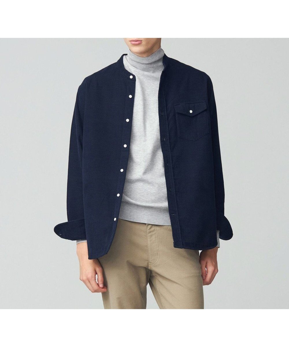 【ジェイ プレス/J.PRESS / MEN】のWフェイス キャラメルコールバンドカラー シャツ インテリア・キッズ・メンズ・レディースファッション・服の通販 founy(ファニー) 　ファッション　Fashion　メンズファッション　Fashion for Men　トップス・カットソー　Cut & Sew Tops　メンズシャツ　Shirts　カットソー　Cut and Sewn Top　コーデュロイ　Corduroy, Cord Fabric　チェック　Check, Plaid, Tartan　ドッキング　Docking, Mixed Material　定番　Standard, Basic Item　フェイス　Face, Facial Design　ブルゾン　Blouson, Bomber Jacket　ブロック　Block, Solid Block Pattern　ポケット　Pocket, Pocket Detail　リバーシブル　Reversible, Two-Sided　A/W・秋冬　Autumn/Winter　おすすめ　Recommended / Our Picks　ネイビー系|ID: prp329100004812004 ipo3291000000034931317