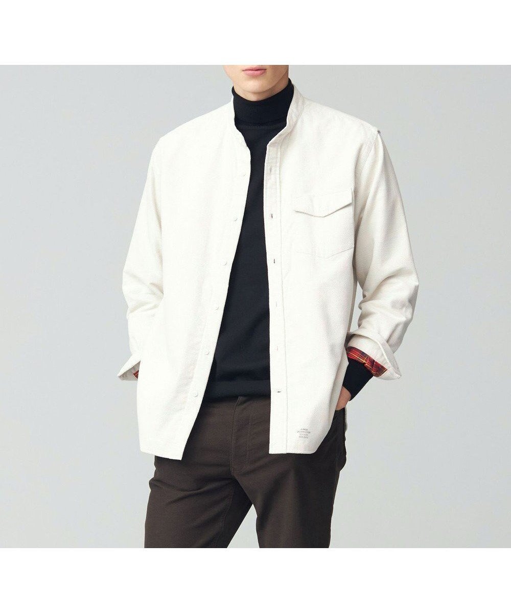 【ジェイ プレス/J.PRESS / MEN】のWフェイス キャラメルコールバンドカラー シャツ インテリア・キッズ・メンズ・レディースファッション・服の通販 founy(ファニー) 　ファッション　Fashion　メンズファッション　Fashion for Men　トップス・カットソー　Cut & Sew Tops　メンズシャツ　Shirts　カットソー　Cut and Sewn Top　コーデュロイ　Corduroy, Cord Fabric　チェック　Check, Plaid, Tartan　ドッキング　Docking, Mixed Material　定番　Standard, Basic Item　フェイス　Face, Facial Design　ブルゾン　Blouson, Bomber Jacket　ブロック　Block, Solid Block Pattern　ポケット　Pocket, Pocket Detail　リバーシブル　Reversible, Two-Sided　A/W・秋冬　Autumn/Winter　おすすめ　Recommended / Our Picks　アイボリー系|ID: prp329100004812004 ipo3291000000034931318