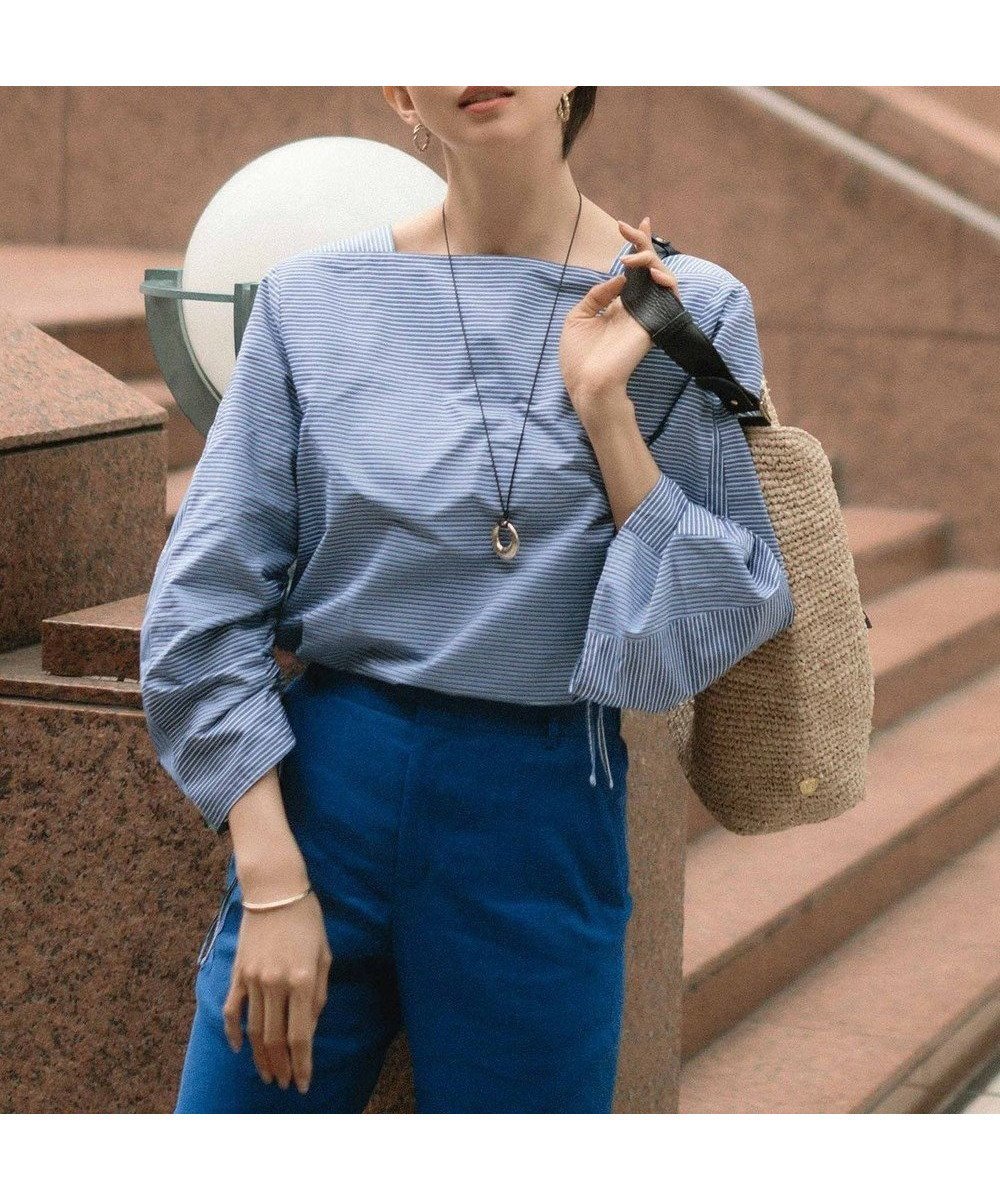 【23区/NIJYUSANKU】の【Oggi4月号掲載/洗える】CANCLINI デザインスリーブ ブラウス 人気、トレンドファッション・服の通販 founy(ファニー) 　雑誌掲載アイテム　Magazine Picks & Fashion Features　ファッション雑誌　Fashion Magazines　オッジ　Oggi　ファッション　Fashion　レディースファッション　Fashion for Women　トップス・カットソー　Cut & Sew Tops　シャツ・ブラウス・オフィスカジュアル　Elegant Blouses & Button-Ups　イタリア　Italy　春　Spring　洗える　Machine Washable　クラシック　Classic, Timeless Style　クロップド　Cropped, Short Length　コレクション　Collection, Seasonal Line　4月号　April Issue　シャーリング　Shirring, Ruched　スキッパー　Skipper, Open Collar　ストライプ　Stripe, Striped Pattern　スリーブ　Sleeve, Long Sleeve / Short Sleeve　雑誌　Magazine, Fashion Magazine　ダブル　Double, Double-Breasted　デニム　Denim, Jeans Material　定番　Standard, Basic Item　人気　Popular, Best Seller　フレア　Flare, Flared　ベーシック　Basic, Essential　ミラノ　Milano Style, Italian-Inspired　無地　Plain, Solid Color　ラベンダー　Lavender　S/S・春夏　SS, Spring/Summer, Warm Season　おすすめ　Recommended / Our Picks　 other-1|ID: prp329100004812009 ipo3291000000034931363