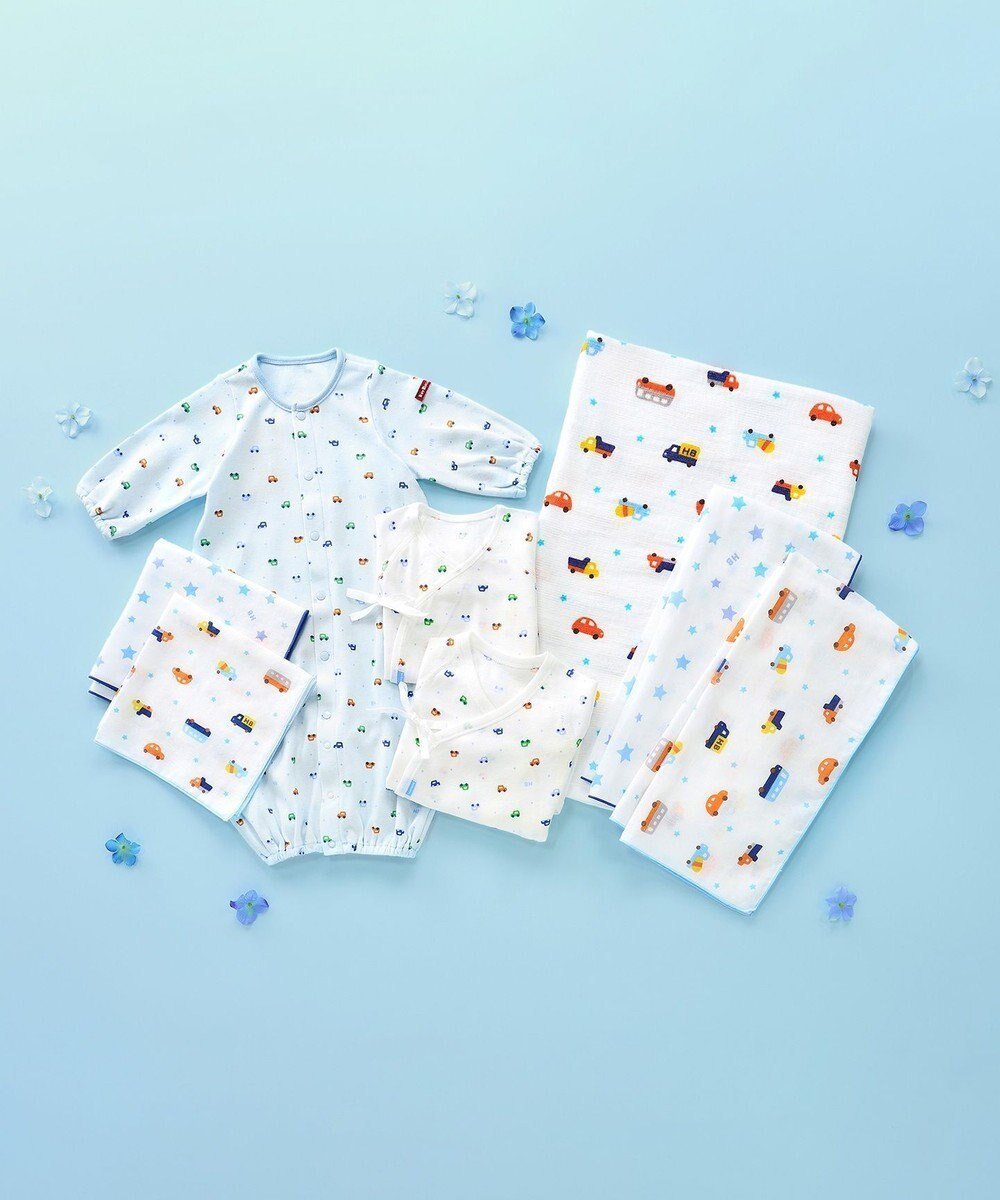 【ミキハウスホットビスケッツ/MIKI HOUSE HOT BISCUITS / KIDS】の出産準備セット 通年用(総柄) インテリア・キッズ・メンズ・レディースファッション・服の通販 founy(ファニー) 　ファッション　Fashion　キッズファッション　Fashion for Kids　おすすめ　Recommended / Our Picks　コンビ　Combo, Combination Style　タオル　Towel, Bath Towel　ハンカチ　Handkerchief, Hanky　日本製　Made In Japan　ブルー|ID: prp329100004812863 ipo3291000000034940950