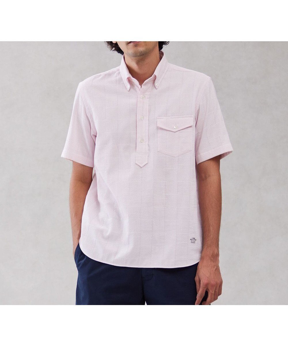 【ジェイ プレス/J.PRESS / MEN】の【クールマックス】パッチワークサッカー プルオーバー インテリア・キッズ・メンズ・レディースファッション・服の通販 founy(ファニー) 　ファッション　Fashion　メンズファッション　Fashion for Men　トップス・カットソー　Cut & Sew Tops　メンズシャツ　Shirts　春　Spring　吸水　Absorbent, Quick-Dry　サッカー　Seersucker, Summer Fabric　ショーツ　Shorts, Short Pants　ジャカード／ジャガード　Jacquard, Woven Pattern　ダブル　Double, Double-Breasted　デニム　Denim, Jeans Material　ドレス　Dress, One-Piece　定番　Standard, Basic Item　パッチワーク　Patchwork, Mixed Fabric　フラップ　Flap, Flap Pocket　ポケット　Pocket, Pocket Detail　S/S・春夏　SS, Spring/Summer, Warm Season　夏　Summer　ローズ系9|ID: prp329100004812877 ipo3291000000034941002