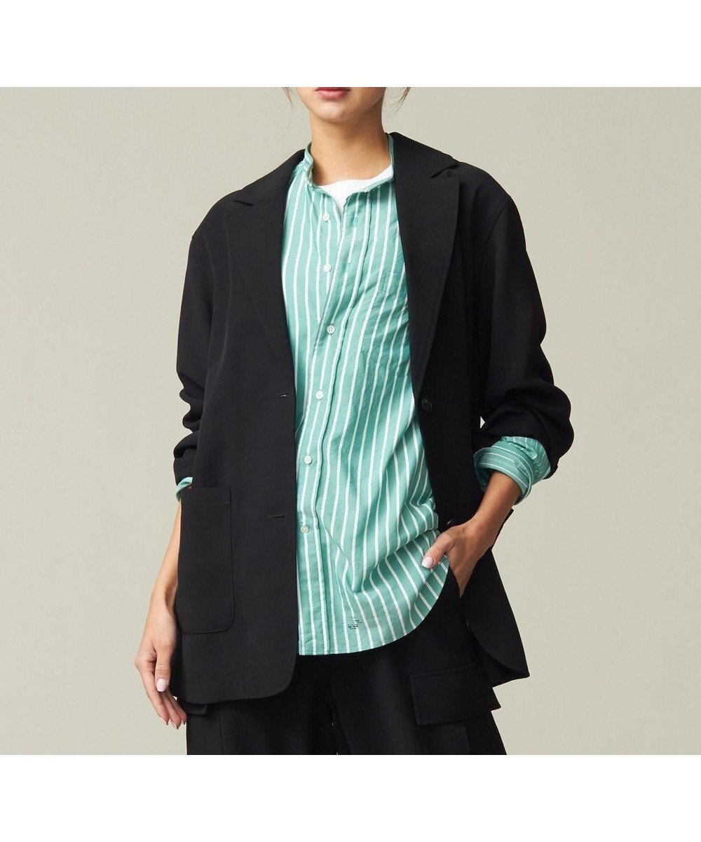 【ジェイプレスヨークストリート/J.PRESS YORK STREET】の【WOMEN】ジャージライクツイル シングルジャケット インテリア・キッズ・メンズ・レディースファッション・服の通販 founy(ファニー) 　ファッション　Fashion　レディースファッション　Fashion for Women　アウター　Coat / Outerwear Collection　レディースジャケット・軽アウター　Jackets　テーラードジャケット / 通勤・きれいめスタイル　Tailored Jackets & Blazers　インナー　Innerwear　春　Spring　洗える　Machine Washable　ショルダー　Shoulder, Shoulder Strap　シンプル　Simple, Minimal　ジャケット　Jacket, Outerwear　スウェット / スエット　Sweatshirt, Sweatwear　ドロップ　Drop Shoulder, Dropped Style　S/S・春夏　SS, Spring/Summer, Warm Season　夏　Summer　ブラック系|ID: prp329100004812902 ipo3291000000034941121