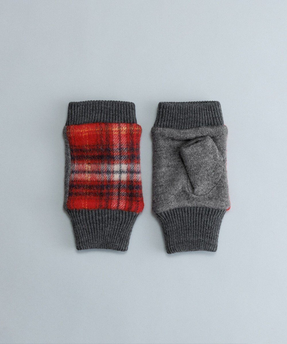【オルクベット/ORuKuBET】のタンチェックフィンガーレスグローブ(WOMEN) インテリア・キッズ・メンズ・レディースファッション・服の通販 founy(ファニー) 　ファッション　Fashion　レディースファッション　Fashion for Women　手袋　Gloves & Mittens　なめらか　Smooth, Silky Texture　アクリル　Acrylic Material　スマート　Smart, Elegant　リブニット　Rib Knit, Ribbed Knit　人気　Popular, Best Seller　定番　Standard, Basic Item　A/W・秋冬　Autumn/Winter　レッド|ID: prp329100004812907 ipo3291000000034941150
