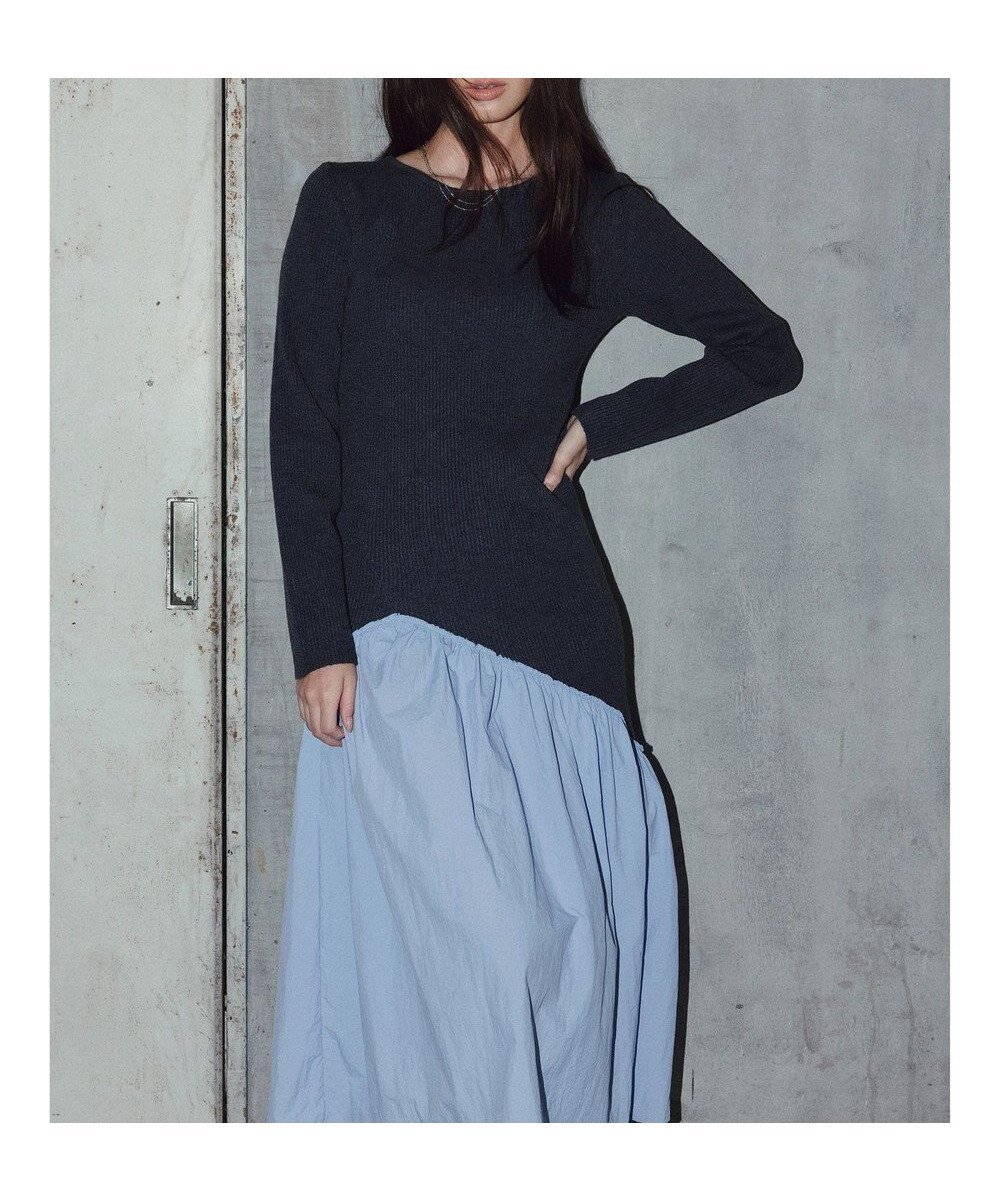 【テチチ/Te chichi】の【宮本茉由着用】リブニットドッキングアシメワンピース インテリア・キッズ・メンズ・レディースファッション・服の通販 founy(ファニー) 　ファッションモデル・俳優・女優　Models　女性　Women　宮本茉由　MIyamoto Mayu　ファッション　Fashion　レディースファッション　Fashion for Women　ワンピース　Dresses　アシンメトリー　Asymmetrical Style　ドッキング　Docking, Mixed Material　フェミニン　Feminine, Girly　リボン　Ribbon, Bow　ロング　Long, Long-Length　切替　Switching, Contrast Panel　夏　Summer　S/S・春夏　SS, Spring/Summer, Warm Season　A/W・秋冬　Autumn/Winter　チャコールグレー|ID: prp329100004812908 ipo3291000000034941154