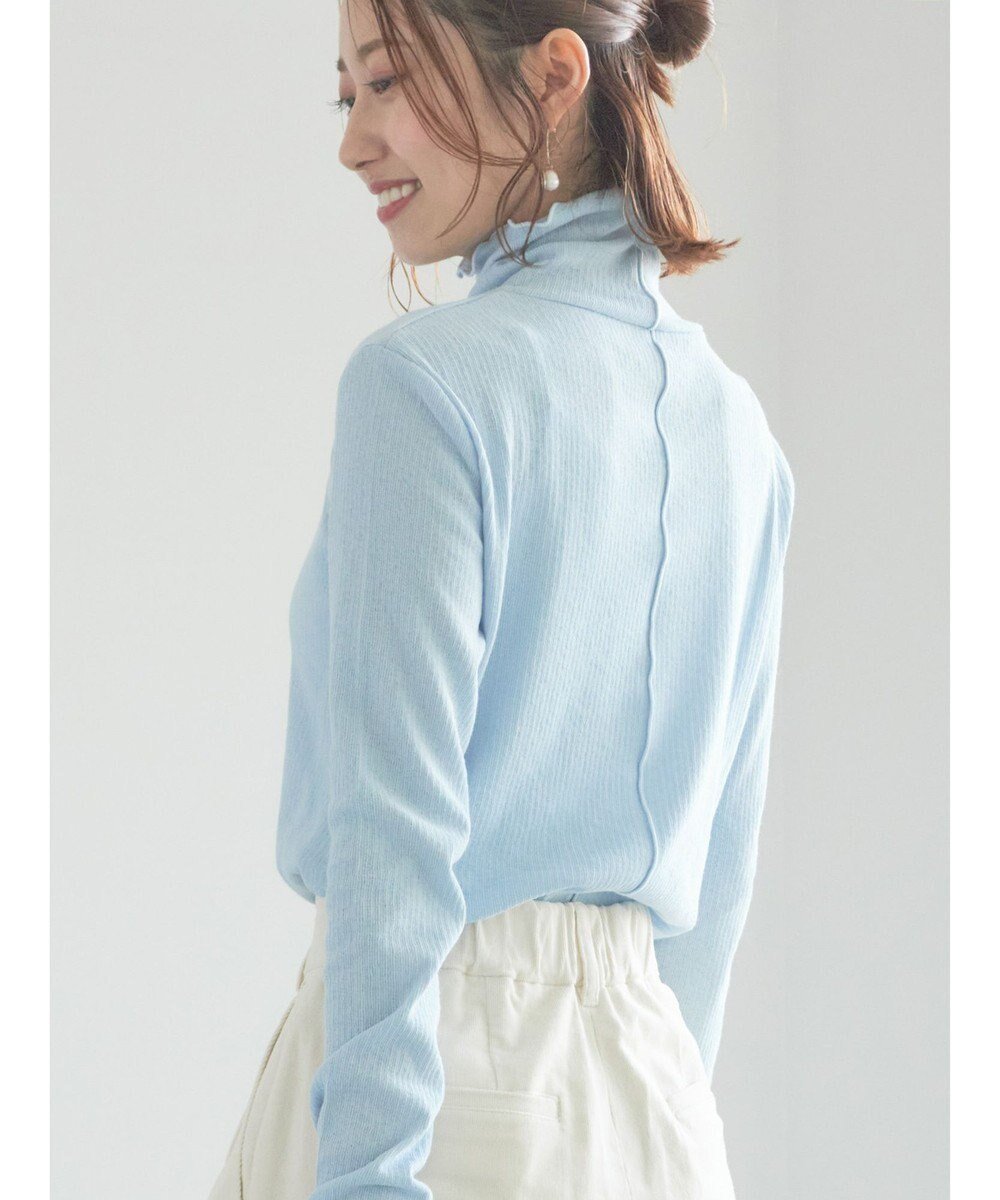 【テチチ/Te chichi】の【宮本茉由着用】カラータートルインナー インテリア・キッズ・メンズ・レディースファッション・服の通販 founy(ファニー) 　ファッションモデル・俳優・女優　Models　女性　Women　宮本茉由　MIyamoto Mayu　ファッション　Fashion　レディースファッション　Fashion for Women　トップス・カットソー　Cut & Sew Tops　シャツ・ブラウス・オフィスカジュアル　Elegant Blouses & Button-Ups　ロングTシャツ・Tシャツ　Longline T-Shirts & Tees　カットソー・ベーシックTシャツ　Cut-and-Sewn Tops / Stretch Tees & Basics　インナー　Innerwear　カットソー　Cut and Sewn Top　ストライプ　Stripe, Striped Pattern　タートル　Turtleneck, Turtle Collar　フィット　Fit, Slim Fit　ベーシック　Basic, Essential　ロング　Long, Long-Length　夏　Summer　S/S・春夏　SS, Spring/Summer, Warm Season　無地　Plain, Solid Color　A/W・秋冬　Autumn/Winter　サックスブルー|ID: prp329100004812909 ipo3291000000035678067