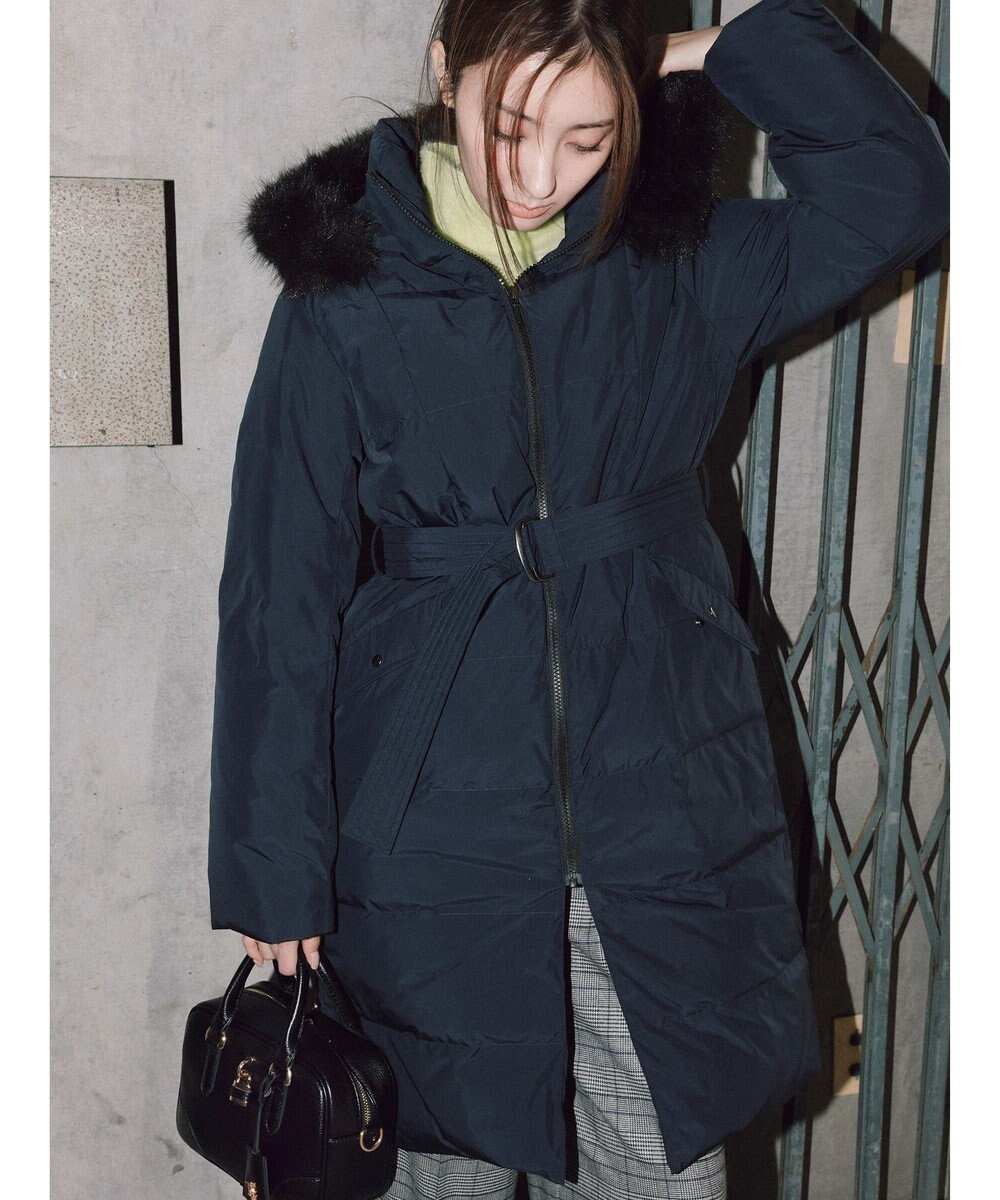 【テチチ/Te chichi】の【宮本茉由着用】フードロングダウンコート インテリア・キッズ・メンズ・レディースファッション・服の通販 founy(ファニー) 　ファッションモデル・俳優・女優　Models　女性　Women　宮本茉由　MIyamoto Mayu　ファッション　Fashion　レディースファッション　Fashion for Women　アウター　Coat / Outerwear Collection　コート・ロングコート・ピーコート　Long Coats, Peacoats & More　レディースジャケット・軽アウター　Jackets　ダウンジャケット・軽量ダウン　Warm & Lightweight Down Jackets　ジャケット　Jacket, Outerwear　ダウン　Down, Puffer　ロング　Long, Long-Length　冬　Winter / This Winter　夏　Summer　S/S・春夏　SS, Spring/Summer, Warm Season　A/W・秋冬　Autumn/Winter　ビジネス 仕事 通勤　Business / Work / Commuting　ネイビー|ID: prp329100004812911 ipo3291000000035384634