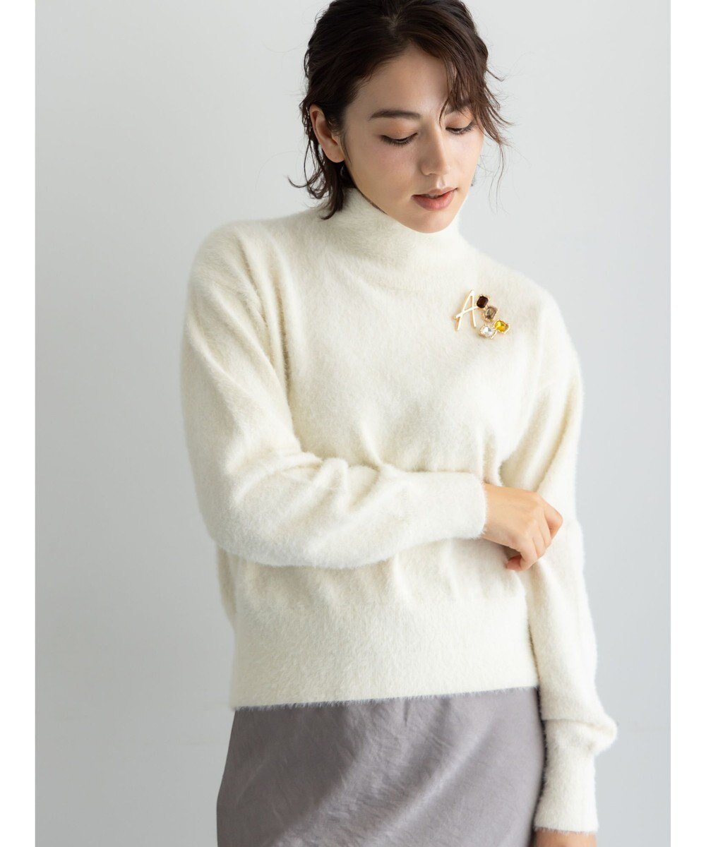 【テチチ/Te chichi】の【宮本茉由着用】ハイネックフェザーニット インテリア・キッズ・メンズ・レディースファッション・服の通販 founy(ファニー) 　ファッションモデル・俳優・女優　Models　女性　Women　宮本茉由　MIyamoto Mayu　ファッション　Fashion　レディースファッション　Fashion for Women　トップス・カットソー　Cut & Sew Tops　ニット　Knit Tops & Sweaters　セーター　Sweater, Knitwear　デニム　Denim, Jeans Material　バランス　Balance, Style Balance　ワイド　Wide, Wide Fit　夏　Summer　S/S・春夏　SS, Spring/Summer, Warm Season　A/W・秋冬　Autumn/Winter　オフホワイト|ID: prp329100004812914 ipo3291000000034941176