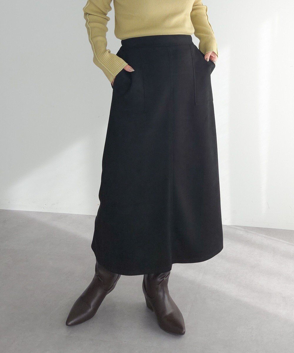 【グリーンパークス/Green Parks】のなめらかタッチスウェード調Iラインスカート インテリア・キッズ・メンズ・レディースファッション・服の通販 founy(ファニー) 　ファッション　Fashion　レディースファッション　Fashion for Women　スカート　Skirts　なめらか　Smooth, Silky Texture　シンプル　Simple, Minimal　スリット　Slit, Slit Detail　ポケット　Pocket, Pocket Detail　ロング　Long, Long-Length　エレガント 上品　Elegant　A/W・秋冬　Autumn/Winter　Black|ID: prp329100004813802 ipo3291000000034959428