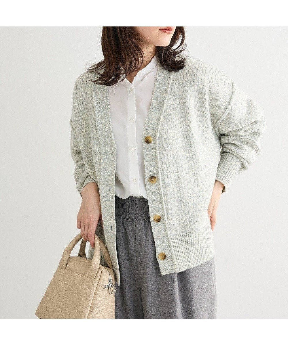 【グリーンパークス/Green Parks】のMIXニットカーディガン インテリア・キッズ・メンズ・レディースファッション・服の通販 founy(ファニー) 　ファッション　Fashion　レディースファッション　Fashion for Women　トップス・カットソー　Cut & Sew Tops　ニット　Knit Tops & Sweaters　カーディガン・羽織り　Layered Style Cardigans　カーディガン　Cardigan, Knitwear　ショルダー　Shoulder, Shoulder Strap　ドロップ　Drop Shoulder, Dropped Style　ポケット　Pocket, Pocket Detail　A/W・秋冬　Autumn/Winter　Gray|ID: prp329100004813804 ipo3291000000034959436