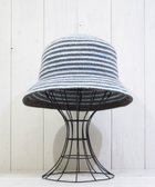 【石田製帽/ISHIDASEIBOU】のモヘヤ混ボーダー バケット グレーxサックス|ID: prp329100004814801 ipo3291000000035590053