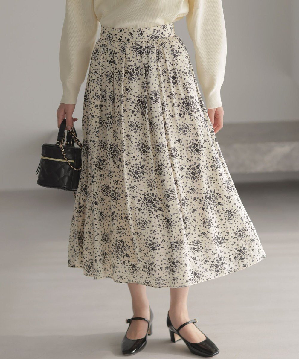 【組曲/KUMIKYOKU】のモザイクフラワープリント スカート 人気、トレンドファッション・服の通販 founy(ファニー) 　ファッション　Fashion　レディースファッション　Fashion for Women　スカート　Skirts　春　Spring　ギャザー　Gathered, Ruffled　サテン　Satin, Glossy Fabric　セットアップ　Set-Up, Coordinated Outfit　ドレス　Dress, One-Piece　ドレープ　Drape, Draping Fabric　フレア　Flare, Flared　プリント　Print, Printed Pattern　S/S・春夏　SS, Spring/Summer, Warm Season　おすすめ　Recommended / Our Picks　夏　Summer　エレガント 上品　Elegant　 other-1|ID: prp329100004814822 ipo3291000000035424393