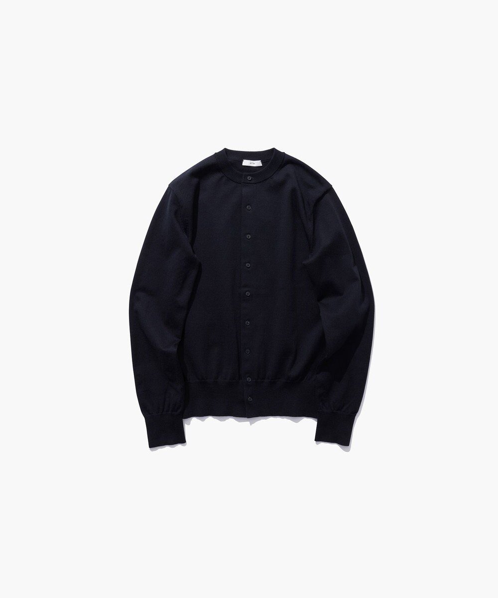 【エイトン/ATON】のFINE COMPACT COTTON クルーネックカーディガン インテリア・キッズ・メンズ・レディースファッション・服の通販 founy(ファニー) 　ファッション　Fashion　レディースファッション　Fashion for Women　トップス・カットソー　Cut & Sew Tops　カーディガン・羽織り　Layered Style Cardigans　おすすめ　Recommended / Our Picks　アンサンブル　Ensemble Set　カーディガン　Cardigan, Knitwear　フィット　Fit, Slim Fit　レギュラー　Regular, Standard Fit　半袖　Short Sleeve, Half Sleeve　夏　Summer　春　Spring　S/S・春夏　SS, Spring/Summer, Warm Season　NAVY|ID: prp329100004814829 ipo3291000000034971240