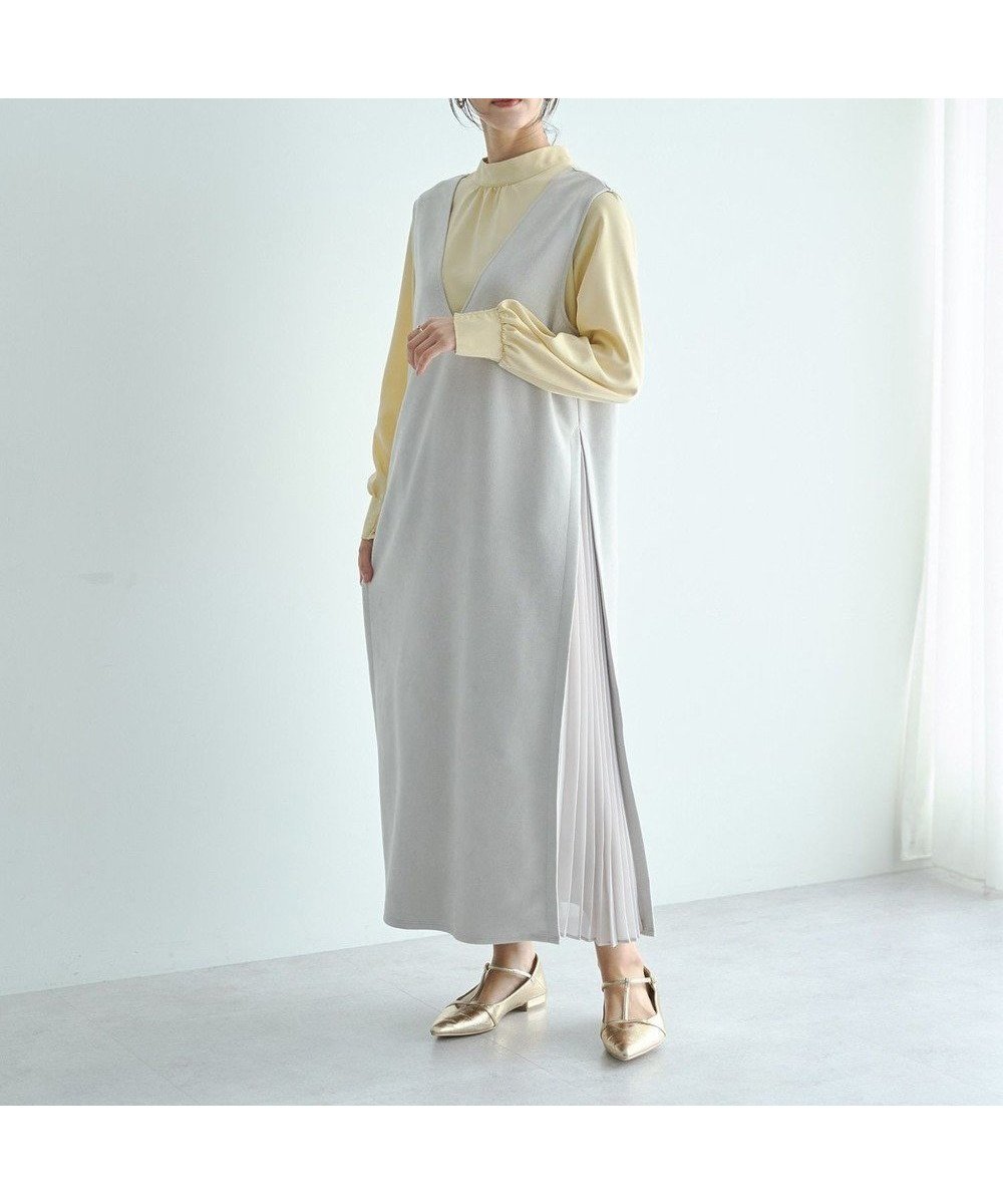 【イェッカ ヴェッカ/YECCA VECCA】の【2点SET】ブラウスセットプリーツMIXジャンスカ インテリア・キッズ・メンズ・レディースファッション・服の通販 founy(ファニー) 　ファッション　Fashion　レディースファッション　Fashion for Women　スカート　Skirts　ギャザー　Gathered, Ruffled　クール　Cool, Chic　シャーリング　Shirring, Ruched　フェミニン　Feminine, Girly　プリーツ　Pleats, Pleated　ポケット　Pocket, Pocket Detail　A/W・秋冬　Autumn/Winter　エレガント 上品　Elegant　ビジネス 仕事 通勤　Business / Work / Commuting　Light Gray|ID: prp329100004814870 ipo3291000000035409123