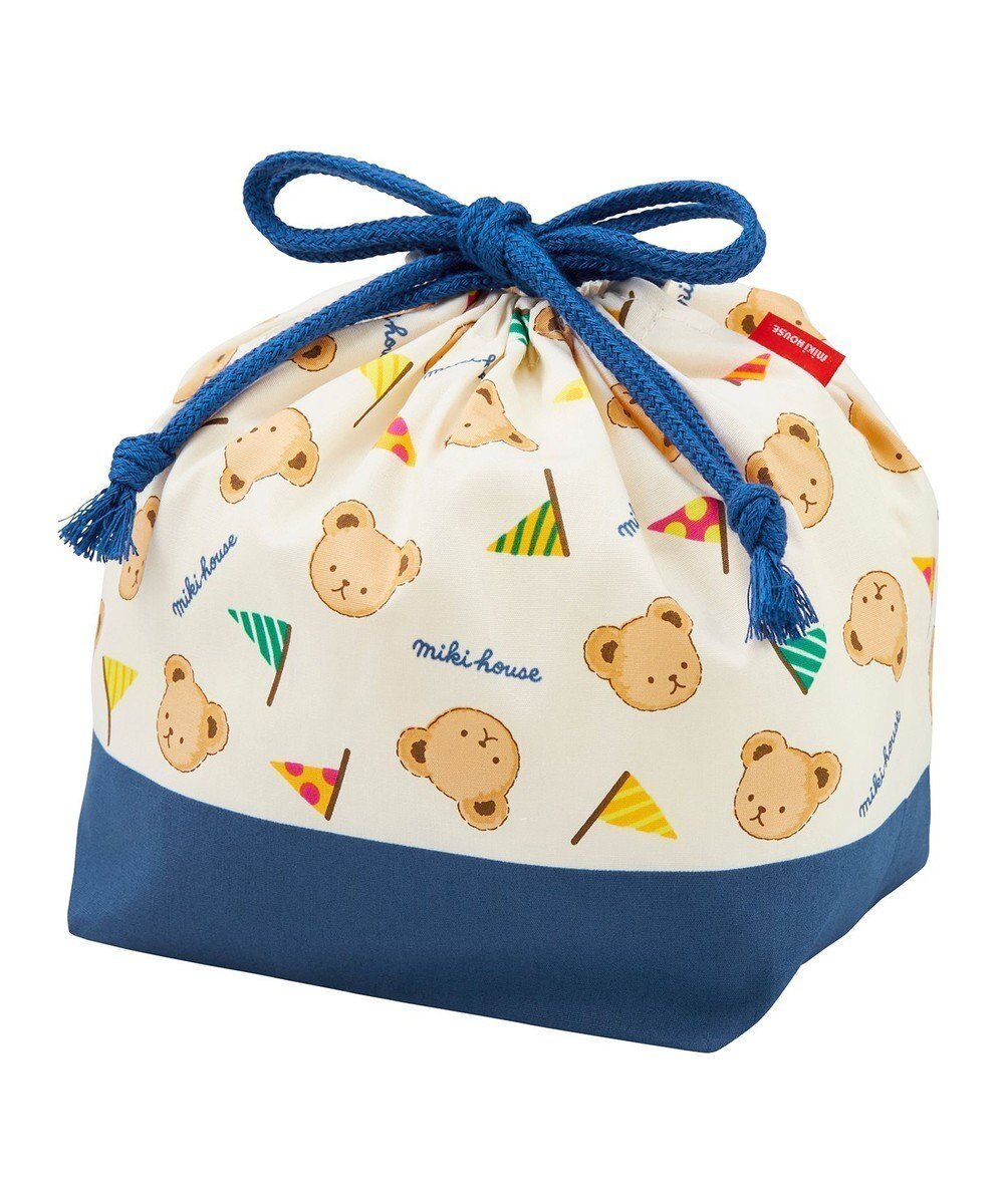 【ミキハウスホットビスケッツ/MIKI HOUSE HOT BISCUITS / KIDS】の【ミキハウス】 ミキハウスベア ランチバッグ インテリア・キッズ・メンズ・レディースファッション・服の通販 founy(ファニー) 　ファッション　Fashion　キッズファッション　Fashion for Kids　巾着　Drawstring Bag, Kinchaku　紺|ID: prp329100004816012 ipo3291000000034981402