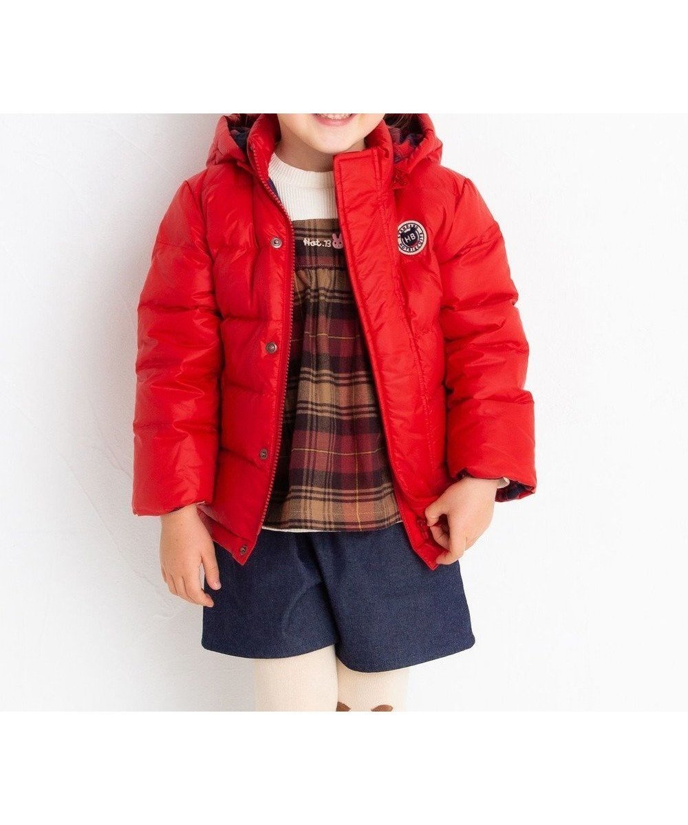 【ミキハウスホットビスケッツ/MIKI HOUSE HOT BISCUITS / KIDS】の【80-130cm】 ダウンジャケット インテリア・キッズ・メンズ・レディースファッション・服の通販 founy(ファニー) 　ファッション　Fashion　キッズファッション　Fashion for Kids　アウター　Coat Outerwear /Kids　ウォッシャブル　Machine Washable　ジャケット　Jacket, Outerwear　ダウン　Down, Puffer　チェック　Check, Plaid, Tartan　エレガント 上品　Elegant　A/W・秋冬　Autumn/Winter　コーラルレッド|ID: prp329100004816015 ipo3291000000034981408