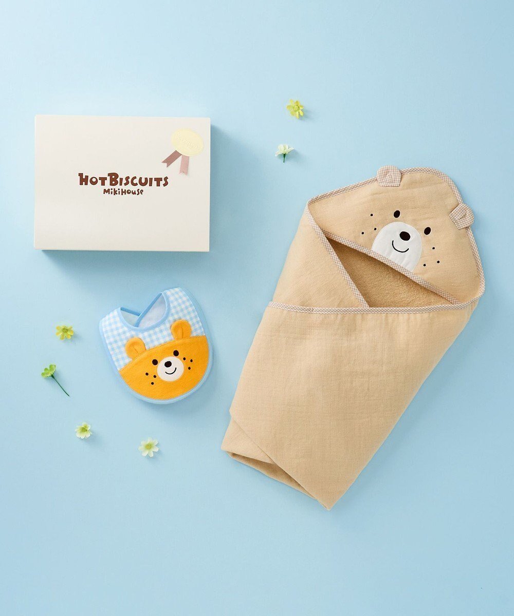 【ミキハウスホットビスケッツ/MIKI HOUSE HOT BISCUITS / KIDS】のベビーバスタオル&スタイギフトセット【BOX付き】 インテリア・キッズ・メンズ・レディースファッション・服の通販 founy(ファニー) 　ファッション　Fashion　キッズファッション　Fashion for Kids　キャラクター　Character, Licensed Characters　ギフト プレゼント　Gift / Present　コーティング　Coating, Coated Finish　ベビー　Baby, Babywear　ベージュ|ID: prp329100004816017 ipo3291000000034981420