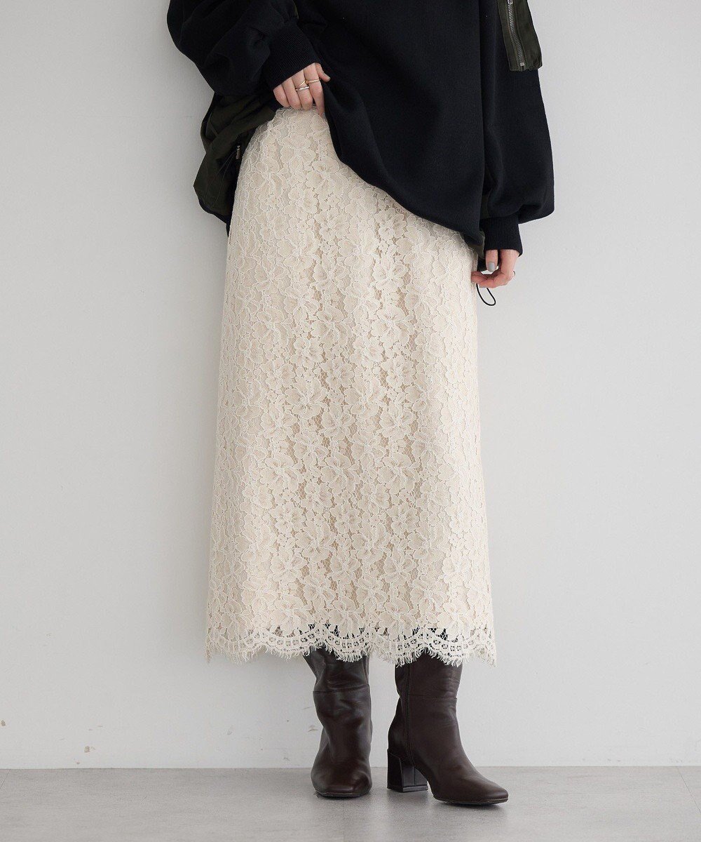 【イェッカ ヴェッカ/YECCA VECCA】のレースナロースカート インテリア・キッズ・メンズ・レディースファッション・服の通販 founy(ファニー) 　ファッション　Fashion　レディースファッション　Fashion for Women　スカート　Skirts　おすすめ　Recommended / Our Picks　スカラップ　Scallop, Scalloped Edge　フェミニン　Feminine, Girly　フラワー　Flower, Floral　ポケット　Pocket, Pocket Detail　モチーフ　Motif, Design Theme　レース　Lace, Lace Fabric　エレガント 上品　Elegant　冬　Winter / This Winter　A/W・秋冬　Autumn/Winter　Ivory|ID: prp329100004816038 ipo3291000000034981503