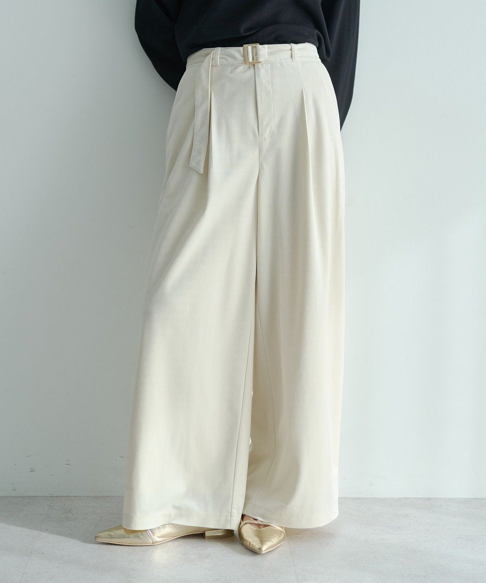 【イェッカ ヴェッカ/YECCA VECCA】のベルテッドカルゼ起毛ワイドパンツ インテリア・キッズ・メンズ・レディースファッション・服の通販 founy(ファニー) ファッション Fashion レディースファッション Fashion for Women パンツ Pants & Trousers クラシカル Classical, Vintage-Inspired フォルム Silhouette, Form ポケット Pocket, Pocket Detail ワイド Wide, Wide Fit エレガント 上品 Elegant A/W・秋冬 Autumn/Winter Ivory|ID: prp329100004816051 ipo3291000000035608398