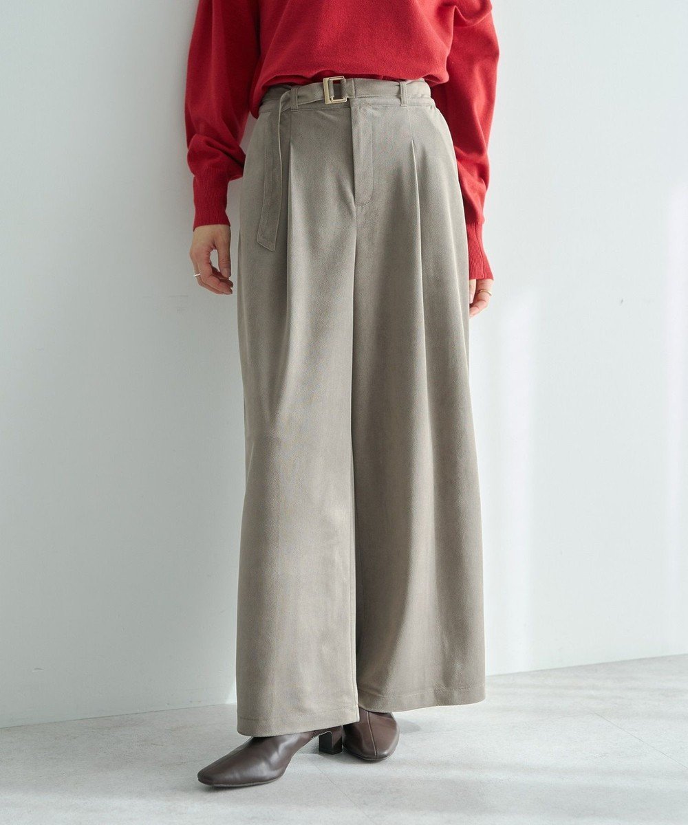 【イェッカ ヴェッカ/YECCA VECCA】のベルテッドカルゼ起毛ワイドパンツ インテリア・キッズ・メンズ・レディースファッション・服の通販 founy(ファニー) ファッション Fashion レディースファッション Fashion for Women パンツ Pants & Trousers クラシカル Classical, Vintage-Inspired フォルム Silhouette, Form ポケット Pocket, Pocket Detail ワイド Wide, Wide Fit エレガント 上品 Elegant A/W・秋冬 Autumn/Winter Gray Beige|ID: prp329100004816051 ipo3291000000035608399