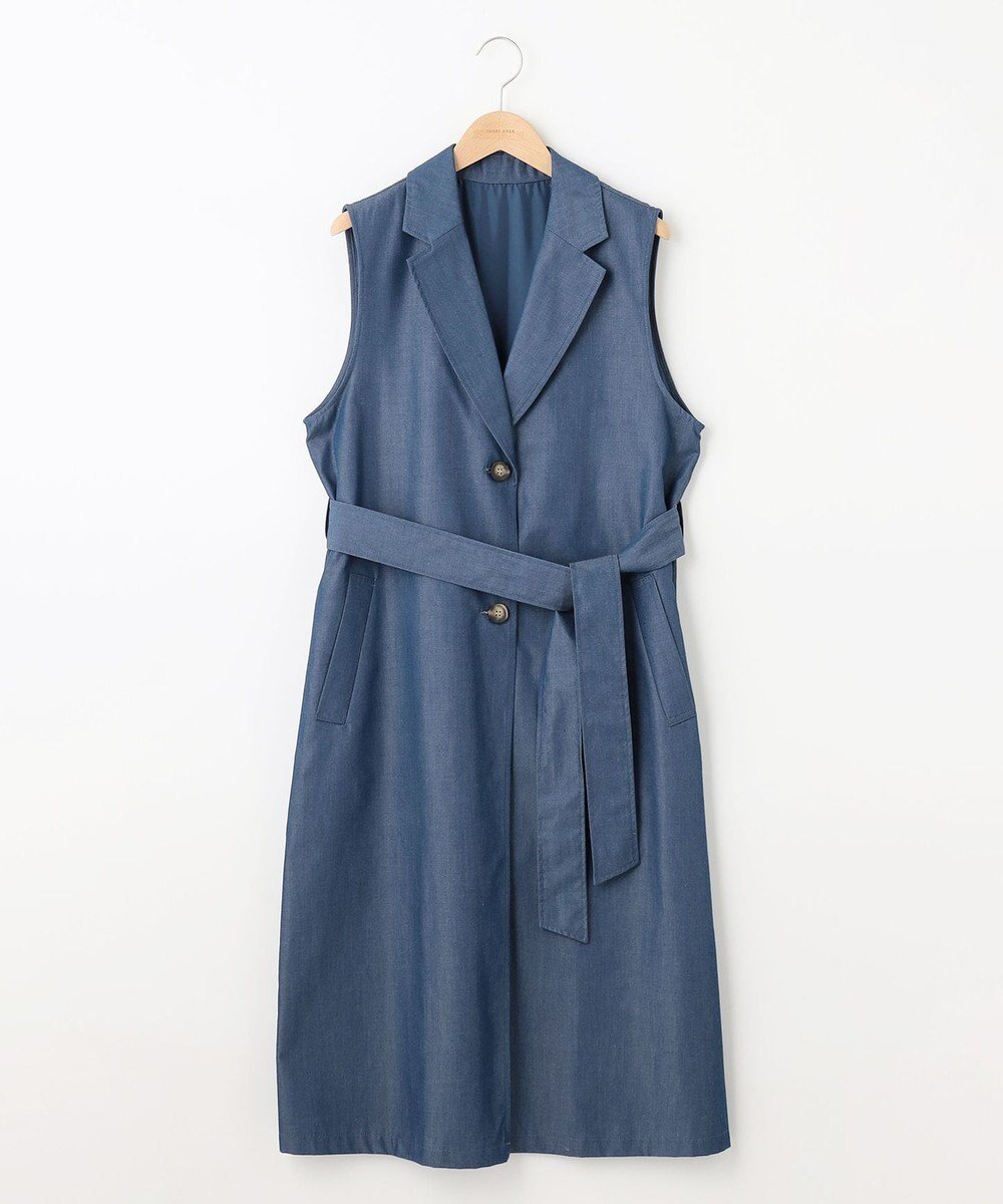 【シェアパーク/SHARE PARK】の【洗える】トレンチ ロングジレ インテリア・キッズ・メンズ・レディースファッション・服の通販 founy(ファニー) 　ファッション　Fashion　レディースファッション　Fashion for Women　アウター　Coat / Outerwear Collection　レディースジャケット・軽アウター　Jackets　インナー　Innerwear　春　Spring　洗える　Machine Washable　ジャケット　Jacket, Outerwear　デニム　Denim, Jeans Material　トレンチ　Trench, Trench Coat　ノースリーブ　Sleeveless, No-Sleeve　ヨーク　Yoke, Yoke Design　リボン　Ribbon, Bow　S/S・春夏　SS, Spring/Summer, Warm Season　再入荷　Restock / Back in Stock　夏　Summer　ブルー系|ID: prp329100004818102 ipo3291000000035004229