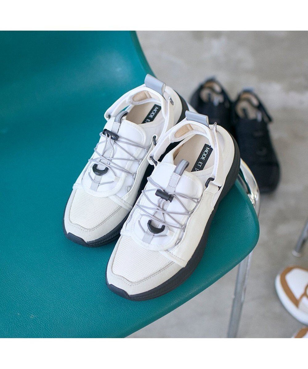 【モード エ ジャコモ/MODE ET JACOMO】のMODE ET JACOMO 【2WAY】コードストッパースニーカー 人気、トレンドファッション・服の通販 founy(ファニー) 　ファッション　Fashion　レディースファッション　Fashion for Women　クール　Cool, Chic　サンダル　Sandals, Summer Shoes　シューズ　Shoes, Footwear　スニーカー　Sneakers, Trainers　スポーツ　Sports, Activewear　パターン　Pattern, Design Print　ミュール　Mule, Backless Shoes　メッシュ　Mesh, Net Fabric　ビジネス 仕事 通勤　Business / Work / Commuting　 other-1|ID: prp329100004818129 ipo3291000000035004323