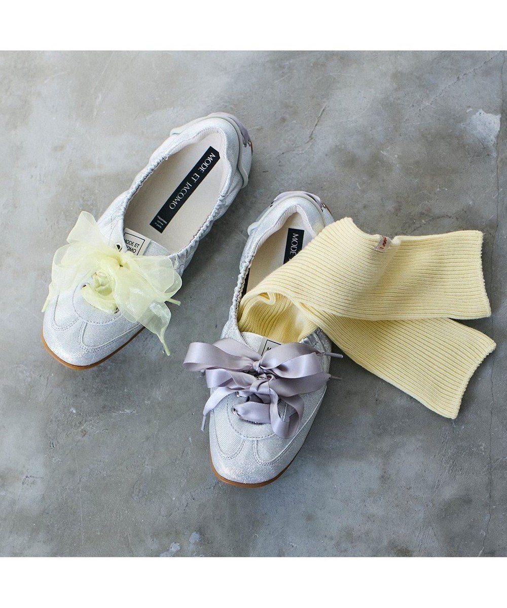 【モード エ ジャコモ/MODE ET JACOMO】のMODE ET JACOMO バレエスニーカー インテリア・キッズ・メンズ・レディースファッション・服の通販 founy(ファニー) 　ファッション　Fashion　レディースファッション　Fashion for Women　オーガンジー　Organza Fabric　クール　Cool, Chic　サテン　Satin, Glossy Fabric　シューズ　Shoes, Footwear　スニーカー　Sneakers, Trainers　バレエ　Ballet, Ballet Style　フェミニン　Feminine, Girly　リボン　Ribbon, Bow　シルバーキジ|ID: prp329100004818138 ipo3291000000035004353