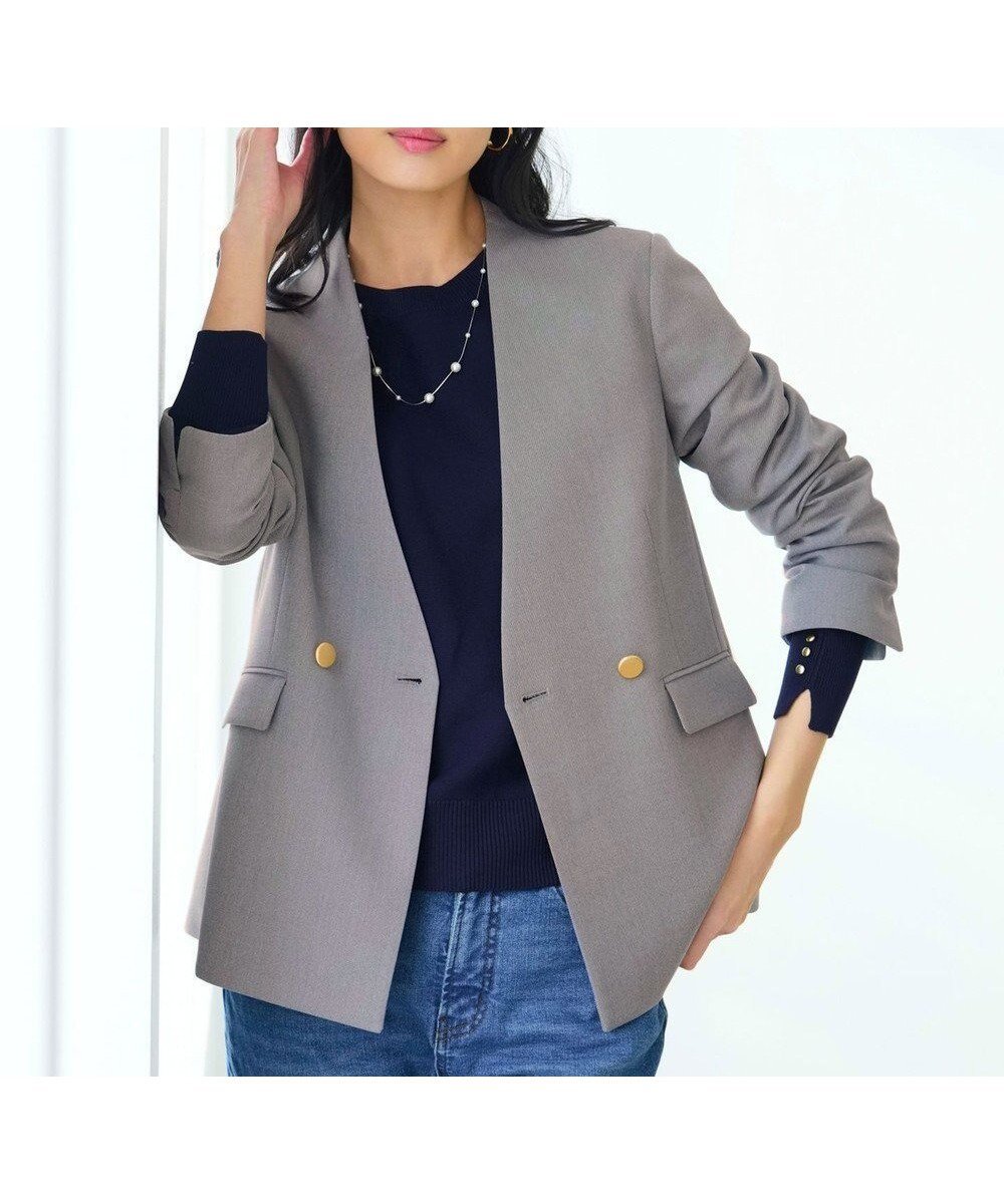 【エニィ スィス/any SiS】の褒めらレディストレッチ カラーレス ジャケット インテリア・キッズ・メンズ・レディースファッション・服の通販 founy(ファニー) 　ファッション　Fashion　レディースファッション　Fashion for Women　アウター　Coat / Outerwear Collection　レディースジャケット・軽アウター　Jackets　ノーカラージャケット / シンプル上品コーデ　Collarless Jackets　インナー　Innerwear　春　Spring　シェイプ　Shape, Slim Fit　ジャケット　Jacket, Outerwear　ストライプ　Stripe, Striped Pattern　ストレッチ　Stretch, Stretchy Fabric　トレンド　Trend, Trending Now　フェミニン　Feminine, Girly　ボトム　Bottoms, Lower Wear　ポケット　Pocket, Pocket Detail　ワイド　Wide, Wide Fit　S/S・春夏　SS, Spring/Summer, Warm Season　おすすめ　Recommended / Our Picks　夏　Summer　新作・新入荷　New Arrivals / New In　ビジネス 仕事 通勤　Business / Work / Commuting　グレーシャンブレー|ID: prp329100004818143 ipo3291000000035699735