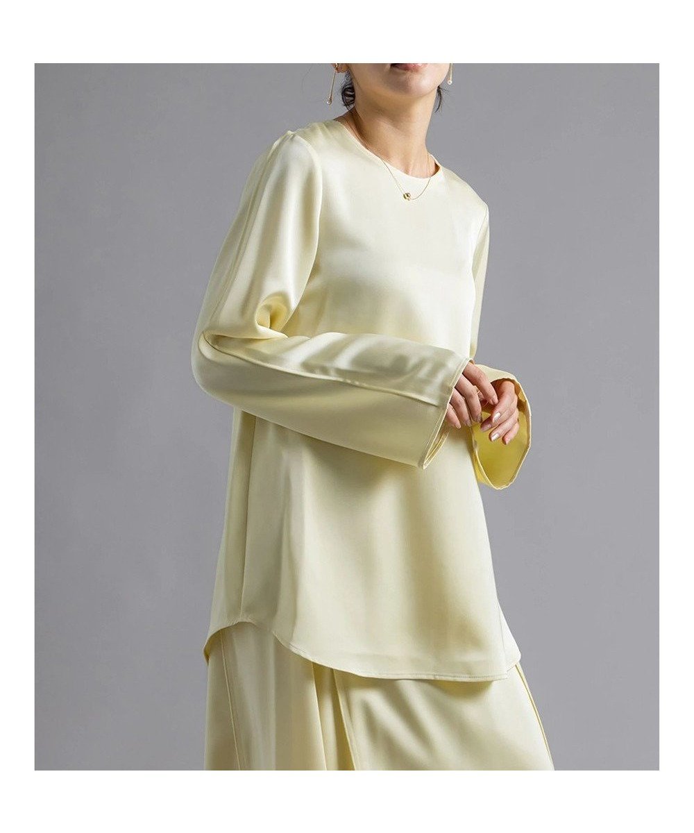 【テチチ/Te chichi】の【Atelier Bonheur】サテンバックボタンブラウス(セットアップ可)《2025winter catalog item》 インテリア・キッズ・メンズ・レディースファッション・服の通販 founy(ファニー) 　ファッション　Fashion　レディースファッション　Fashion for Women　トップス・カットソー　Cut & Sew Tops　シャツ・ブラウス・オフィスカジュアル　Elegant Blouses & Button-Ups　セットアップ　Matching Sets　レディーストップス・ブラウス　Tops & Blouses / Assorted Women's Tops　2025年　2025　2025-2026秋冬・A/W　Autumn/Winter 2025–26 AW25–26　冬　Winter / This Winter　おすすめ　Recommended / Our Picks　インナー　Innerwear　サテン　Satin, Glossy Fabric　シンプル　Simple, Minimal　ジャケット　Jacket, Outerwear　セットアップ　Set-Up, Coordinated Outfit　ボトム　Bottoms, Lower Wear　エレガント 上品　Elegant　夏　Summer　S/S・春夏　SS, Spring/Summer, Warm Season　A/W・秋冬　Autumn/Winter　イエロー|ID: prp329100004818159 ipo3291000000035004413