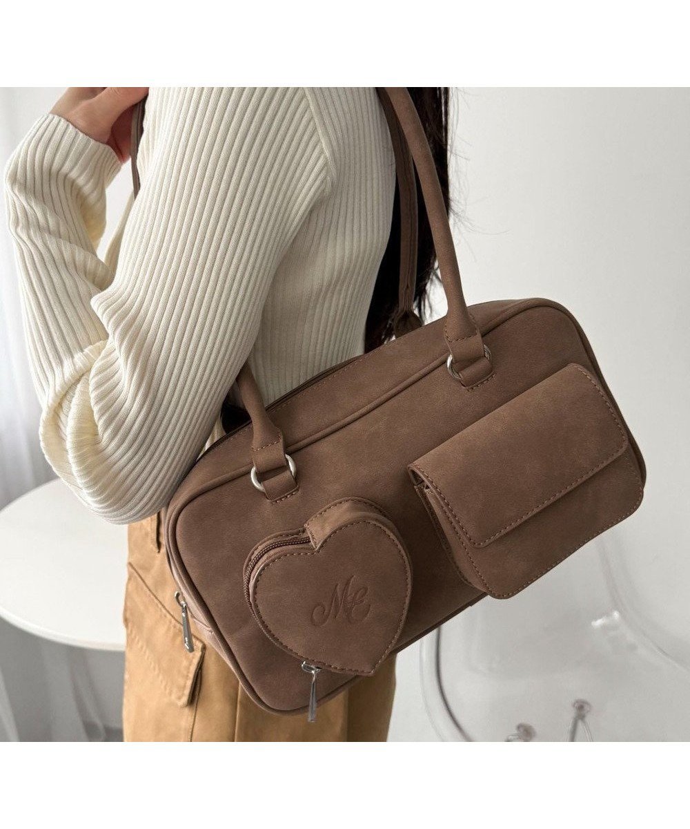 【ウィゴー/WEGO】のハートポケットボストンバッグ インテリア・キッズ・メンズ・レディースファッション・服の通販 founy(ファニー) 　ファッション　Fashion　レディースファッション　Fashion for Women　バッグ　Bags　おすすめ　Recommended / Our Picks　ガーリー　Girly, Feminine Style　キーホルダー　Keychain, Key Holder　スマホ　Smartphone, Mobile Device　チャーム　Charm, Pendant　フォルム　Silhouette, Form　ボストン　Boston　ボストンバッグ　Boston Bag, Retro Bag　ポケット　Pocket, Pocket Detail　A/W・秋冬　Autumn/Winter　ブラウン|ID: prp329100004818191 ipo3291000000035004545