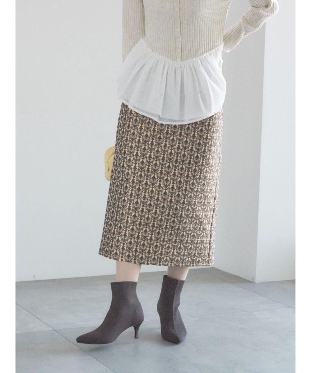 【テチチ/Te chichi】のジャガードIラインミドルスカート インテリア・キッズ・メンズ・レディースファッション・服の通販 founy(ファニー) 　ファッション　Fashion　レディースファッション　Fashion for Women　スカート　Skirts　おすすめ　Recommended / Our Picks　バランス　Balance, Style Balance　エレガント 上品　Elegant　夏　Summer　S/S・春夏　SS, Spring/Summer, Warm Season　A/W・秋冬　Autumn/Winter　ブラウン|ID: prp329100004818240 ipo3291000000035397687