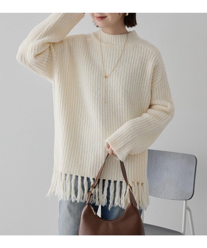 【アメリカンホリック/AMERICAN HOLIC】のフリンジニットプルオーバー インテリア・キッズ・メンズ・レディースファッション・服の通販 founy(ファニー) https://founy.com/ ファッション Fashion レディースファッション Fashion for Women トップス・カットソー Cut & Sew Tops ニット Knit Tops & Sweaters カジュアルプルオーバー・ニットトップス Pullovers & Knit Tops / Casual Pullovers アメリカン American Style シンプル Simple, Minimal スタイリッシュ Stylish, Fashionable セーター Sweater, Knitwear デニム Denim, Jeans Material ボトム Bottoms, Lower Wear ボトルネック Bottle Neck, Mock Neck ポケット Pocket, Pocket Detail A/W・秋冬 Autumn/Winter おすすめ Recommended / Our Picks |ID: prp329100004818244 ipo3291000000035521113