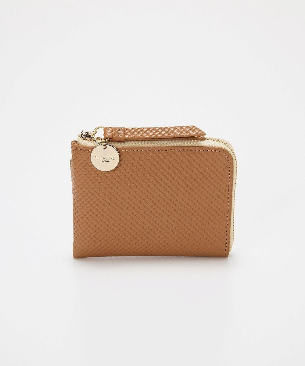 【トプカピ/TOPKAPI】の【TREASURE TOPKAPI】クロスエンボス レザー L字ファスナー ミニ 財布 インテリア・キッズ・メンズ・レディースファッション・服の通販 founy(ファニー) 　ファッション　Fashion　レディースファッション　Fashion for Women　ミニ財布・二つ折り財布　Wallets & Card Cases　イエロー　Yellow　春　Spring　コイン　Coin, Coin Design　コンパクト　Compact, Small Size　財布　Wallet, Purse　チャーム　Charm, Pendant　プレート　Plate, Dish　ポケット　Pocket, Pocket Detail　メッシュ　Mesh, Net Fabric　S/S・春夏　SS, Spring/Summer, Warm Season　夏　Summer　キャメル|ID: prp329100004819132 ipo3291000000035013662