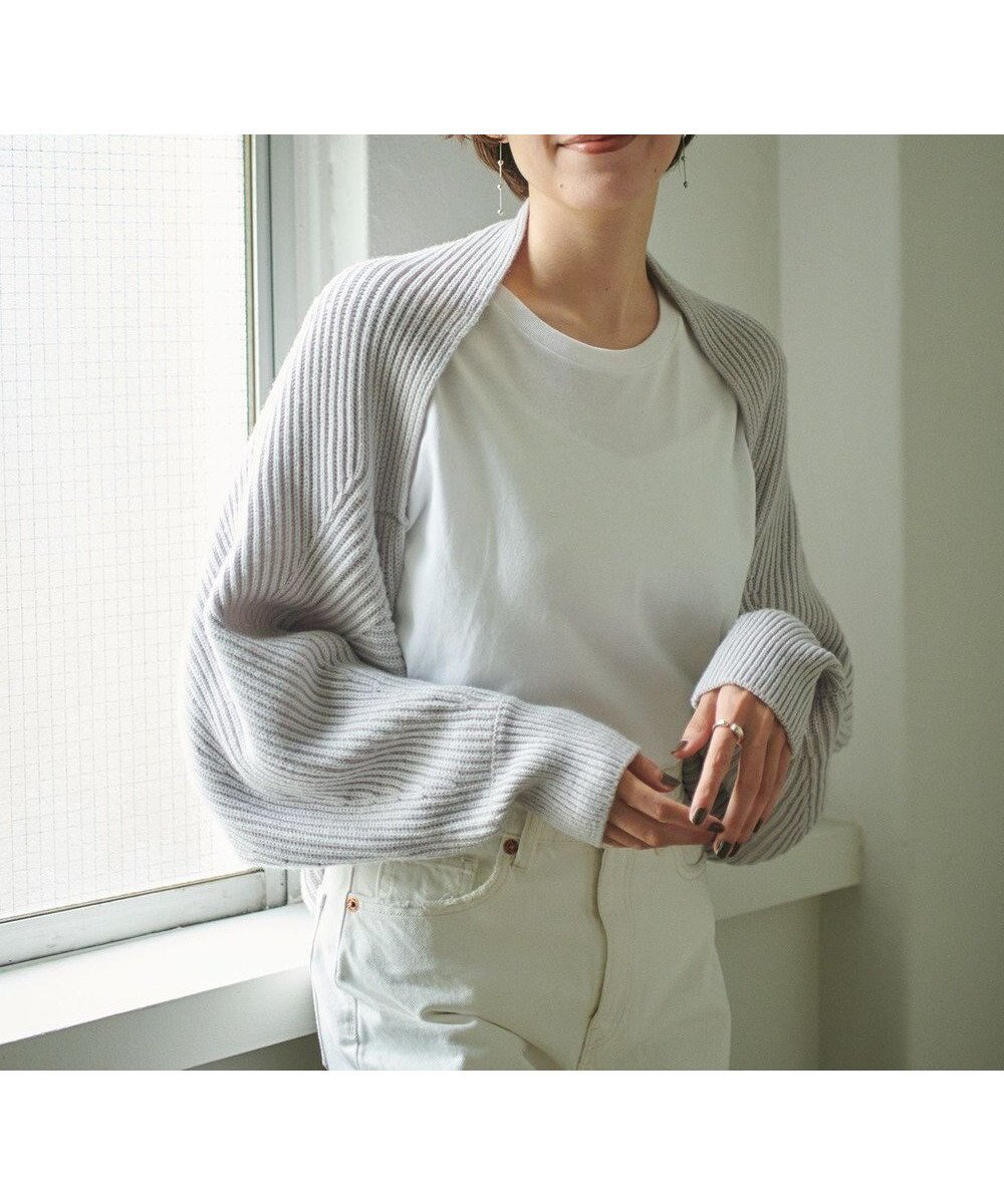 【ハッシュニュアンス/#Newans】の【洗える】エアリーウールボレロカーディガン インテリア・キッズ・メンズ・レディースファッション・服の通販 founy(ファニー) 　ファッション　Fashion　レディースファッション　Fashion for Women　トップス・カットソー　Cut & Sew Tops　カーディガン・羽織り　Layered Style Cardigans　カーディガン　Cardigan, Knitwear　ストール　Stole, Wrap　ボレロ　Bolero, Short Cardigan　ルーズ　Loose, Oversized　洗える　Machine Washable　畦　Ribbed Knit　A/W・秋冬　Autumn/Winter　ライトグレー系|ID: prp329100004819924 ipo3291000000035023243