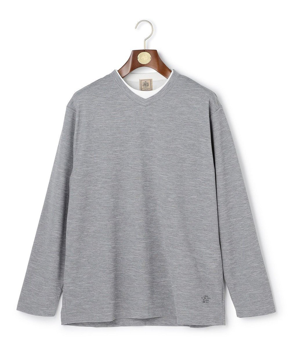 【ジェイ プレス/J.PRESS / MEN】の【WEB・一部店舗限定】Vネックフェイクレイヤード ロングスリーブTシャツ 人気、トレンドファッション・服の通販 founy(ファニー) 　ファッション　Fashion　メンズファッション　Fashion for Men　トップス・カットソー　Cut & Sew Tops　メンズシャツ　Shirts　カットソー　Cut and Sewn Top　スリーブ　Sleeve, Long Sleeve / Short Sleeve　メランジ　Melange, Mixed Yarn　ロング　Long, Long-Length　春　Spring　秋　Autumn　A/W・秋冬　Autumn/Winter　鹿の子　Piqué, Kanoko Fabric　 other-1|ID: prp329100004822403 ipo3291000000035583494