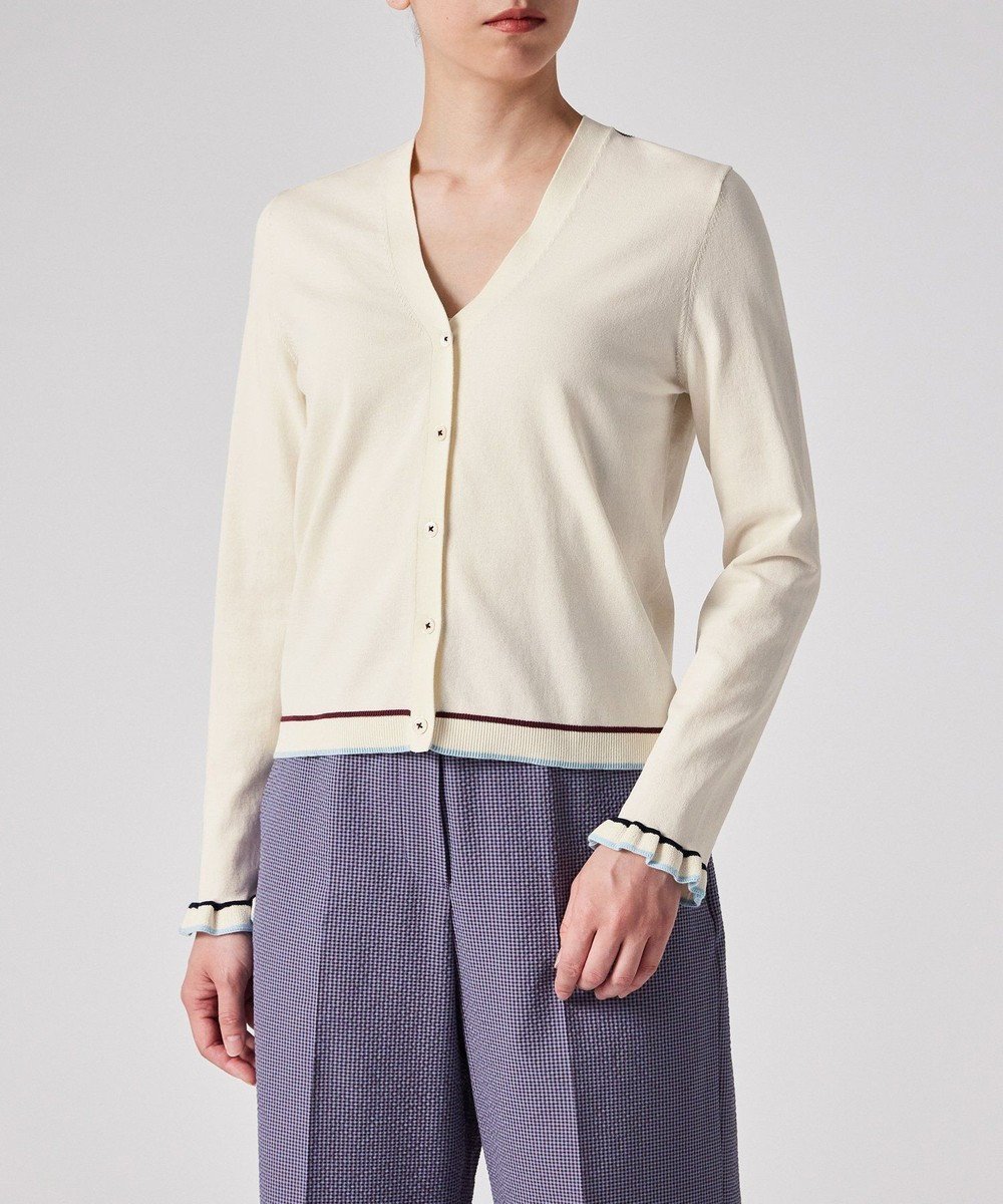 【ポール スミス/Paul Smith】の【洗える】フレアスリーブ カーディガン 人気、トレンドファッション・服の通販 founy(ファニー) 　ファッション　Fashion　レディースファッション　Fashion for Women　トップス・カットソー　Cut & Sew Tops　カーディガン・羽織り　Layered Style Cardigans　おすすめ　Recommended / Our Picks　カーディガン　Cardigan, Knitwear　コンパクト　Compact, Small Size　スリーブ　Sleeve, Long Sleeve / Short Sleeve　デニム　Denim, Jeans Material　フェミニン　Feminine, Girly　フレア　Flare, Flared　半袖　Short Sleeve, Half Sleeve　夏　Summer　春　Spring　S/S・春夏　SS, Spring/Summer, Warm Season　洗える　Machine Washable　A/W・秋冬　Autumn/Winter　 other-1|ID: prp329100004822471 ipo3291000000035058724