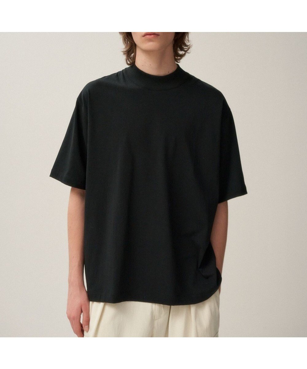 【エイトン/ATON】のDRY COTTON JERSEY スタンダード モックネックTシャツ - UNISEX インテリア・キッズ・メンズ・レディースファッション・服の通販 founy(ファニー) 　ファッション　Fashion　レディースファッション　Fashion for Women　トップス・カットソー　Cut & Sew Tops　シャツ・ブラウス・オフィスカジュアル　Elegant Blouses & Button-Ups　ロングTシャツ・Tシャツ　Longline T-Shirts & Tees　カットソー・ベーシックTシャツ　Cut-and-Sewn Tops / Stretch Tees & Basics　ユニセックス　Unisex, Genderless　インナー　Innerwear　カットソー　Cut and Sewn Top　ジャケット　Jacket, Outerwear　スタンダード　Standard, Basic　セーター　Sweater, Knitwear　モックネック　Mock Neck, Short Turtleneck　リラックス　Relax, Relaxed Fit　半袖　Short Sleeve, Half Sleeve　吸水　Absorbent, Quick-Dry　夏　Summer　春　Spring　S/S・春夏　SS, Spring/Summer, Warm Season　BLACK|ID: prp329100004822480 ipo3291000000035058850