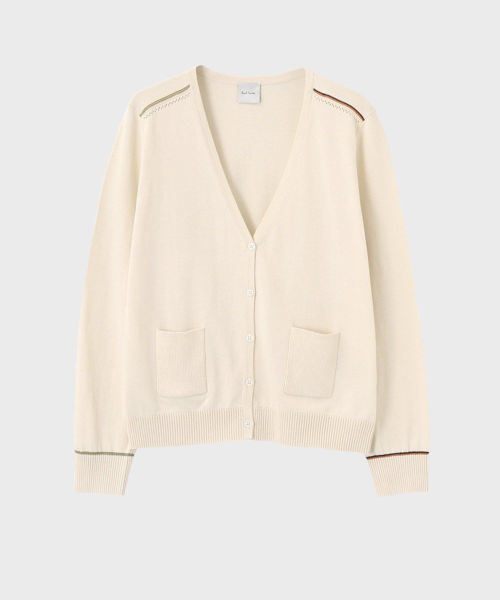 【ポール スミス/Paul Smith】の【洗える】Signature Stripe アイレット カーディガン インテリア・キッズ・メンズ・レディースファッション・服の通販 founy(ファニー) 　ファッション　Fashion　レディースファッション　Fashion for Women　トップス・カットソー　Cut & Sew Tops　カーディガン・羽織り　Layered Style Cardigans　おすすめ　Recommended / Our Picks　アイレット　Eyelet Lace　カーディガン　Cardigan, Knitwear　デニム　Denim, Jeans Material　フェミニン　Feminine, Girly　夏　Summer　S/S・春夏　SS, Spring/Summer, Warm Season　洗える　Machine Washable　A/W・秋冬　Autumn/Winter　オフホワイト|ID: prp329100004822501 ipo3291000000035059104