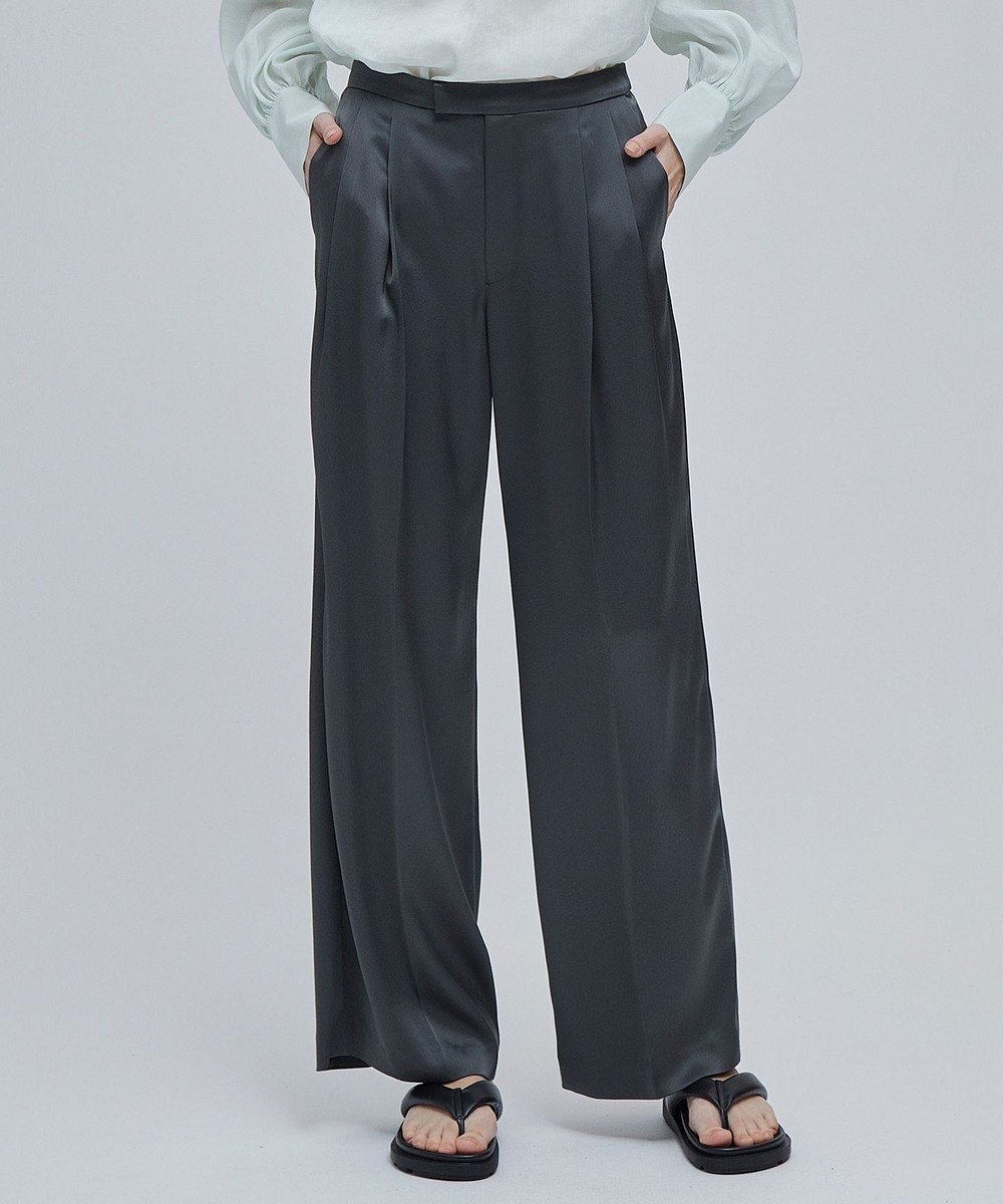 【ベイジ,/BEIGE,】のGINETTE / ストレートパンツ インテリア・キッズ・メンズ・レディースファッション・服の通販 founy(ファニー) 　ファッション　Fashion　レディースファッション　Fashion for Women　パンツ　Pants & Trousers　おすすめ　Recommended / Our Picks　サテン　Satin, Glossy Fabric　ジャケット　Jacket, Outerwear　ストレート　Straight, Straight Cut　セットアップ　Set-Up, Coordinated Outfit　ダブル　Double, Double-Breasted　ドレープ　Drape, Draping Fabric　バランス　Balance, Style Balance　フロント　Front, Front Design　マニッシュ　Mannish, Boyish　エレガント 上品　Elegant　ビジネス 仕事 通勤　Business / Work / Commuting　夏　Summer　春　Spring　S/S・春夏　SS, Spring/Summer, Warm Season　Slate|ID: prp329100004822563 ipo3291000000035061372