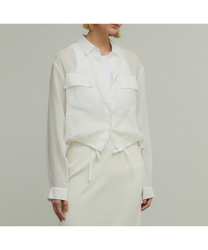 【ベイジ,/BEIGE,】のPAULINE / ドローストリングシアーブラウス インテリア・キッズ・メンズ・レディースファッション・服の通販 founy(ファニー) https://founy.com/ ファッション Fashion レディースファッション Fashion for Women トップス・カットソー Cut & Sew Tops シャツ・ブラウス・オフィスカジュアル Elegant Blouses & Button-Ups ショート Short, Short Length ドローストリング Drawstring, Pull Cord バランス Balance, Style Balance フラップ Flap, Flap Pocket ブルゾン Blouson, Bomber Jacket ポケット Pocket, Pocket Detail ロング Long, Long-Length エレガント 上品 Elegant 夏 Summer 春 Spring S/S・春夏 SS, Spring/Summer, Warm Season 羽織 Haori, Light Jacket |ID: prp329100004822574 ipo3291000000035061555