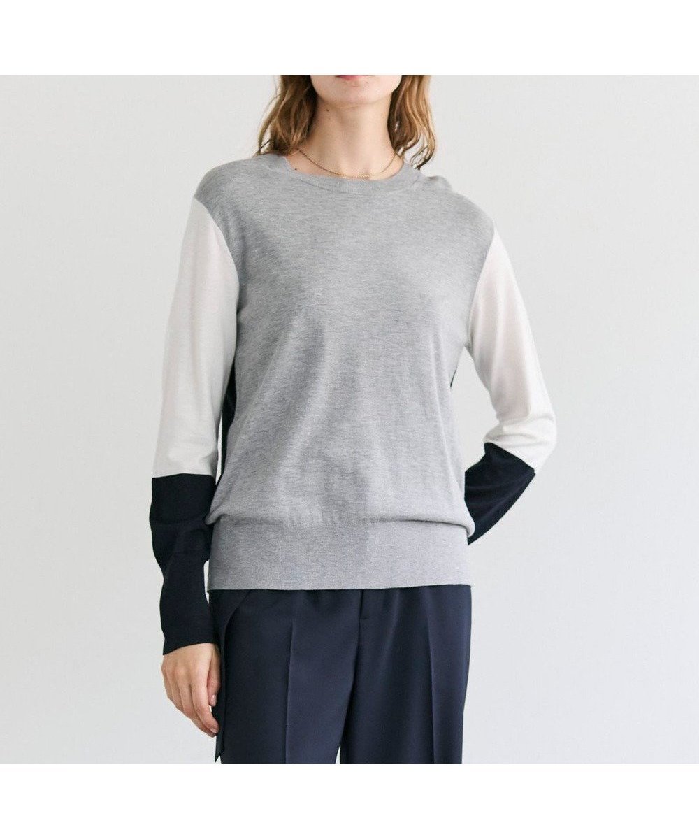 【ベイジ,/BEIGE,】のCHLOR / ウールシルク配色クルーネックニット インテリア・キッズ・メンズ・レディースファッション・服の通販 founy(ファニー) 　ファッション　Fashion　レディースファッション　Fashion for Women　トップス・カットソー　Cut & Sew Tops　ニット　Knit Tops & Sweaters　春　Spring　秋　Autumn　シルク　Silk, 100% Silk　シンプル　Simple, Minimal　セーター　Sweater, Knitwear　バランス　Balance, Style Balance　フェミニン　Feminine, Girly　ベーシック　Basic, Essential　ワイド　Wide, Wide Fit　A/W・秋冬　Autumn/Winter　S/S・春夏　SS, Spring/Summer, Warm Season　おすすめ　Recommended / Our Picks　夏　Summer　エレガント 上品　Elegant　Gray|ID: prp329100004822679 ipo3291000000035062976