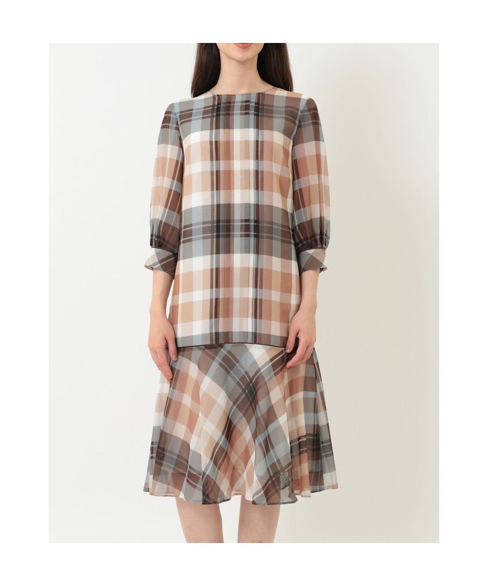 【ダックス/DAKS】のビッグトランスチェックシフォンワンピース 人気、トレンドファッション・服の通販 founy(ファニー) 　ファッション　Fashion　レディースファッション　Fashion for Women　ワンピース　Dresses　シフォン　Chiffon, Lightweight Fabric　チェック　Check, Plaid, Tartan　フェミニン　Feminine, Girly　プリント　Print, Printed Pattern　ペプラム　Peplum, Flared Hem　夏　Summer　S/S・春夏　SS, Spring/Summer, Warm Season　A/W・秋冬　Autumn/Winter　 other-1|ID: prp329100004822686 ipo3291000000035063026