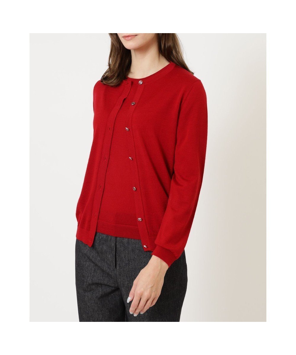 【ダックス/DAKS】のクルーネックウールニットカーディガン インテリア・キッズ・メンズ・レディースファッション・服の通販 founy(ファニー) 　ファッション　Fashion　レディースファッション　Fashion for Women　トップス・カットソー　Cut & Sew Tops　ニット　Knit Tops & Sweaters　カーディガン・羽織り　Layered Style Cardigans　イタリア　Italy　カーディガン　Cardigan, Knitwear　ストレッチ　Stretch, Stretchy Fabric　今季　This Season, Current Season　夏　Summer　S/S・春夏　SS, Spring/Summer, Warm Season　A/W・秋冬　Autumn/Winter　レッド|ID: prp329100004822697 ipo3291000000035063179