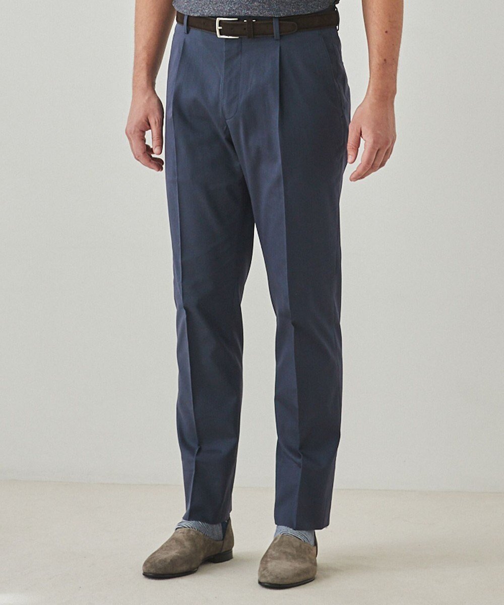 【五大陸/gotairiku / MEN】の仕事で着られる綿パン【吸水速乾/ストレッチ/折り目加工】クールマックスコットンパンツ_1タック(25年モデル) インテリア・キッズ・メンズ・レディースファッション・服の通販 founy(ファニー) 　ファッション　Fashion　メンズファッション　Fashion for Men　ボトムス　Bottoms　春　Spring　クール　Cool, Chic　吸水　Absorbent, Quick-Dry　鹿の子　Piqué, Kanoko Fabric　シャンブレー　Chambray, Denim-Like Fabric　ジャケット　Jacket, Outerwear　ストレッチ　Stretch, Stretchy Fabric　スマート　Smart, Elegant　スリット　Slit, Slit Detail　スリム　Slim, Slim Fit　ドレス　Dress, One-Piece　人気　Popular, Best Seller　ポケット　Pocket, Pocket Detail　S/S・春夏　SS, Spring/Summer, Warm Season　夏　Summer　エレガント 上品　Elegant　ビジネス 仕事 通勤　Business / Work / Commuting　ネイビー系|ID: prp329100004823378 ipo3291000000035074369