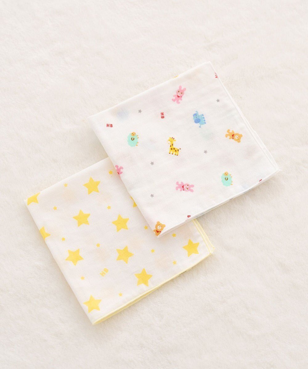 【ミキハウスホットビスケッツ/MIKI HOUSE HOT BISCUITS / KIDS】のガーゼハンカチ2枚組セット インテリア・キッズ・メンズ・レディースファッション・服の通販 founy(ファニー) 　ファッション　Fashion　キッズファッション　Fashion for Kids　おすすめ　Recommended / Our Picks　ハンカチ　Handkerchief, Hanky　プリント　Print, Printed Pattern　ベビー　Baby, Babywear　吸水　Absorbent, Quick-Dry　夏　Summer　白|ID: prp329100004824235 ipo3291000000035083923