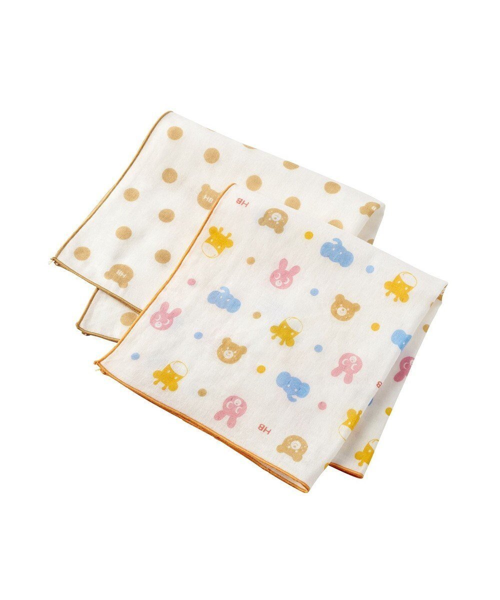 【ミキハウスホットビスケッツ/MIKI HOUSE HOT BISCUITS / KIDS】のガーゼハンカチ2枚組セット インテリア・キッズ・メンズ・レディースファッション・服の通販 founy(ファニー) 　ファッション　Fashion　キッズファッション　Fashion for Kids　おすすめ　Recommended / Our Picks　ハンカチ　Handkerchief, Hanky　プリント　Print, Printed Pattern　ベビー　Baby, Babywear　吸水　Absorbent, Quick-Dry　夏　Summer　アイボリー|ID: prp329100004824235 ipo3291000000035083924