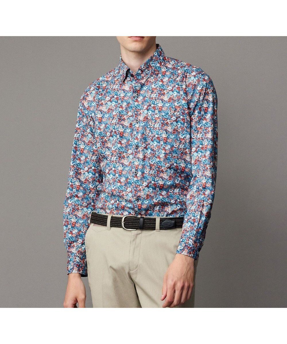 【ジョセフ アブード/JOSEPH ABBOUD / MEN】の【洗える】リバティプリント シャツ インテリア・キッズ・メンズ・レディースファッション・服の通販 founy(ファニー) 　ファッション　Fashion　メンズファッション　Fashion for Men　トップス・カットソー　Cut & Sew Tops　メンズシャツ　Shirts　シルク　Silk, 100% Silk　シンプル　Simple, Minimal　ドレープ　Drape, Draping Fabric　モチーフ　Motif, Design Theme　洗える　Machine Washable　A/W・秋冬　Autumn/Winter　ネイビー系5|ID: prp329100004824243 ipo3291000000035083952