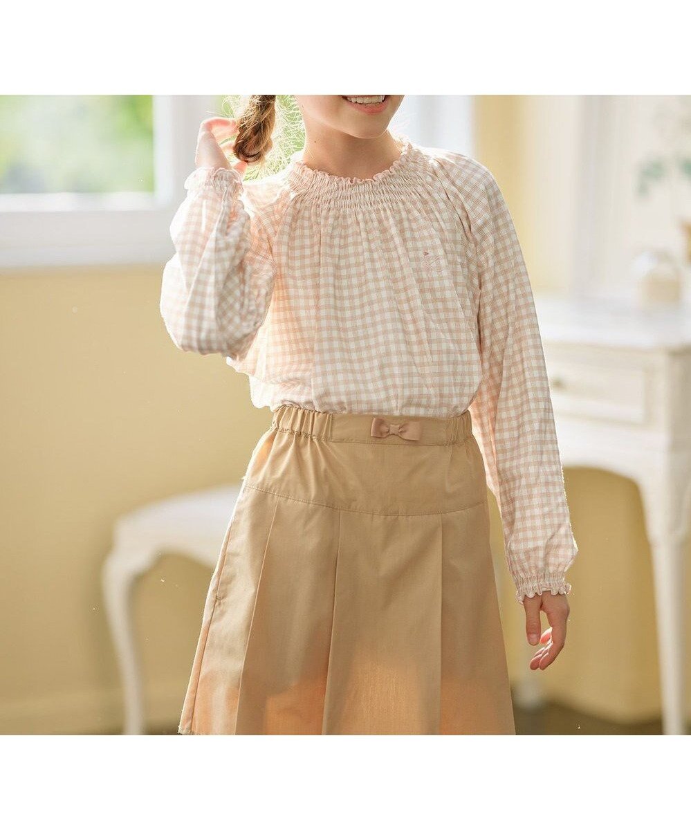 【組曲 / KIDS/KUMIKYOKU】の【110-140㎝】シャーリングチェック トップス 人気、トレンドファッション・服の通販 founy(ファニー) 　ファッション　Fashion　キッズファッション　Fashion for Kids　トップス・カットソー　Cut & Sew Tops　インナー　Innerwear　カットソー　Cut and Sewn Top　ギャザー　Gathered, Ruffled　シャーリング　Shirring, Ruched　チェック　Check, Plaid, Tartan　プリント　Print, Printed Pattern　夏　Summer　春　Spring　S/S・春夏　SS, Spring/Summer, Warm Season　 other-1|ID: prp329100004824910 ipo3291000000035093494