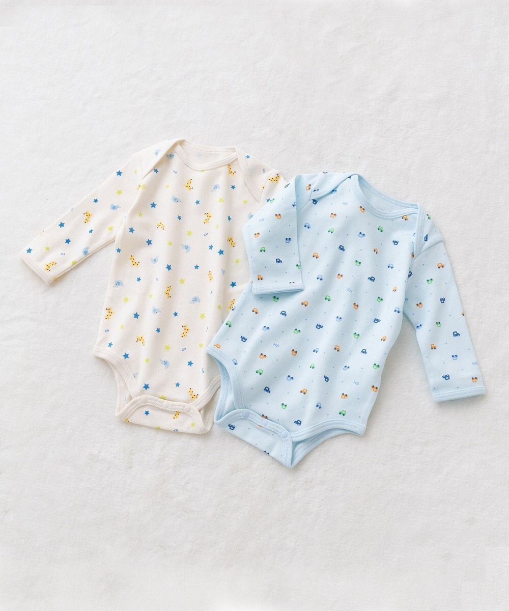 【ミキハウスホットビスケッツ/MIKI HOUSE HOT BISCUITS / KIDS】の【70-90cm】 長袖ボディシャツ2枚セット(かぶり仕様) インテリア・キッズ・メンズ・レディースファッション・服の通販 founy(ファニー) 　ファッション　Fashion　キッズファッション　Fashion for Kids　おすすめ　Recommended / Our Picks　なめらか　Smooth, Silky Texture　インナー　Innerwear　コンビ　Combo, Combination Style　卒業式　Graduation Ceremony　A/W・秋冬　Autumn/Winter　長袖　Long Sleeve, Full Sleeve　サックス|ID: prp329100004825616 ipo3291000000035106394